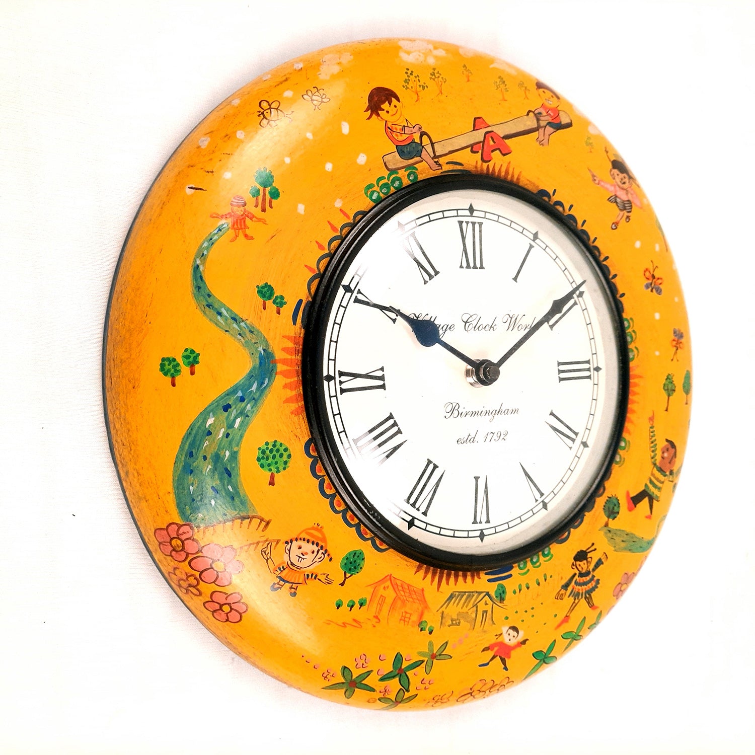 Wall Clock | Wooden Clock Wall Mount - For Kids Room, Home, Living Room & Hall Decoration | Birthday Gift for Children - 11 Inch - Apkamart