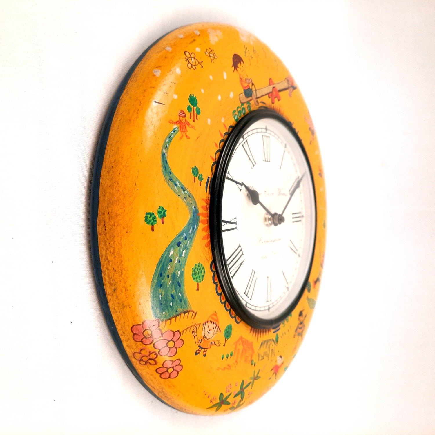 Wall Clock | Wooden Clock Wall Mount - For Kids Room, Home, Living Room & Hall Decoration | Birthday Gift for Children - 11 Inch - Apkamart