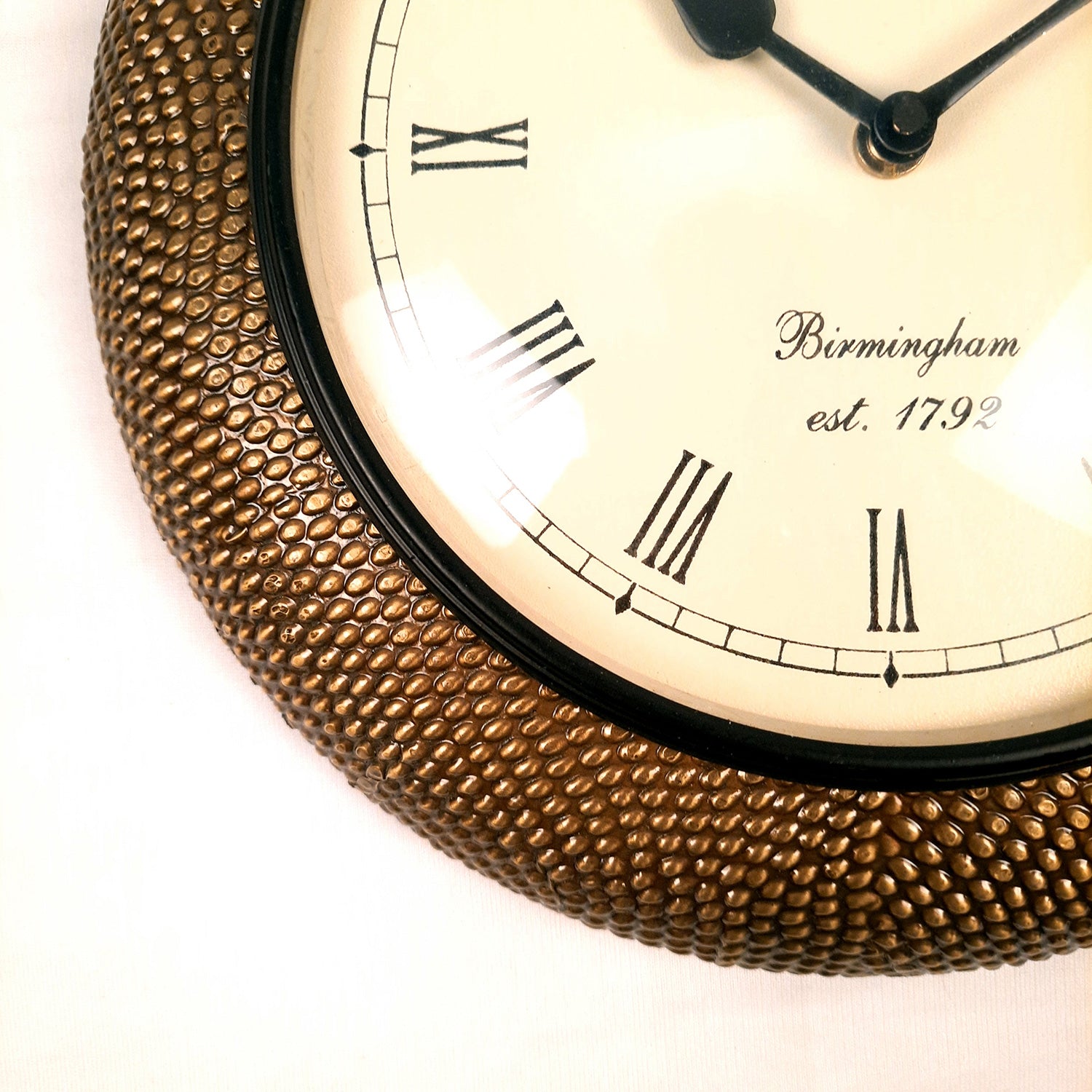 Wall Clock With Antique Brass Work | Wall Mount Analogue Clock - For Home, Living Room, Bedroom, Hall Decor | Festivals & Housewarming Gift -12 inch - Apkamart