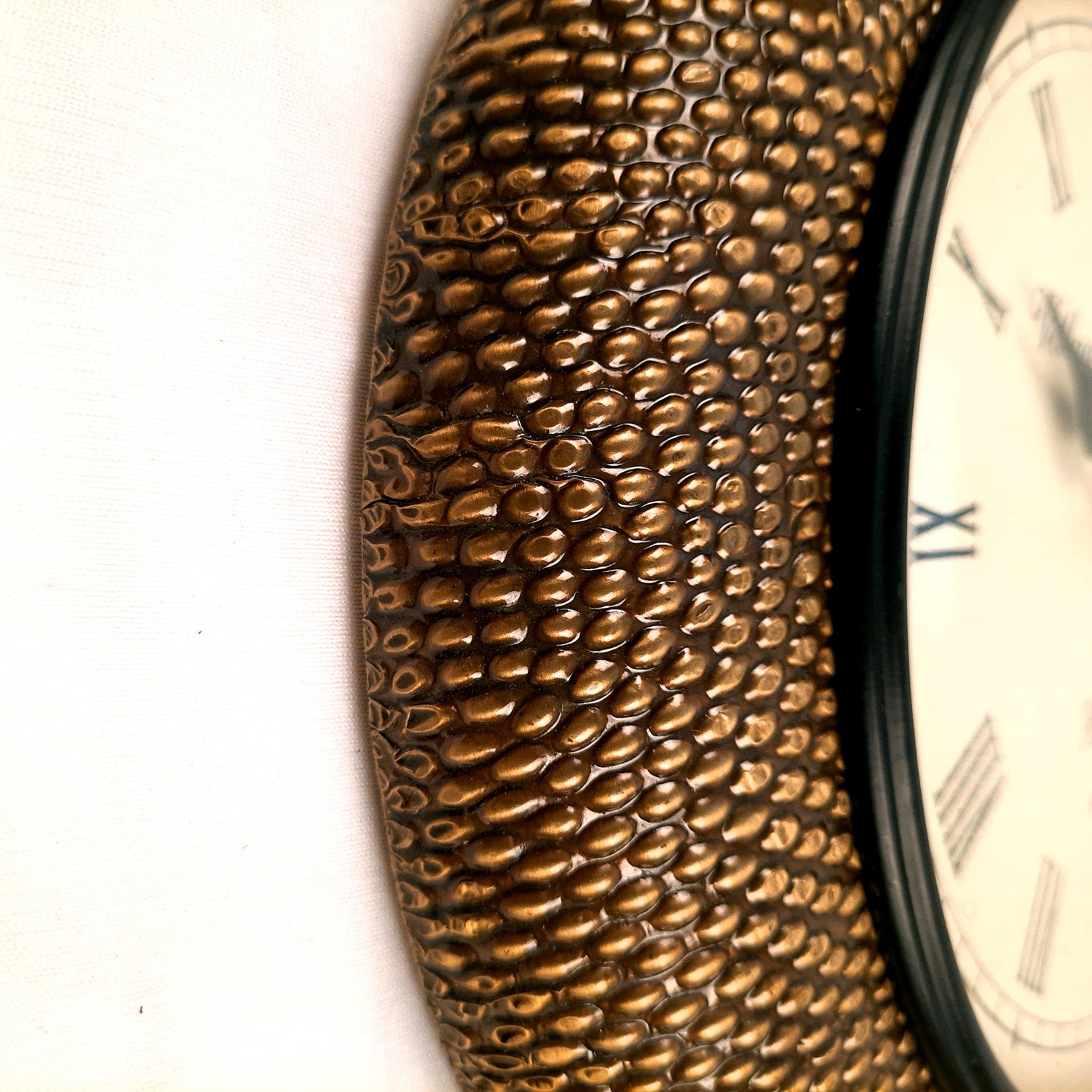 Wall Clock With Antique Brass Work | Wall Mount Analogue Clock - For Home, Living Room, Bedroom, Hall Decor | Festivals & Housewarming Gift -12 inch - Apkamart