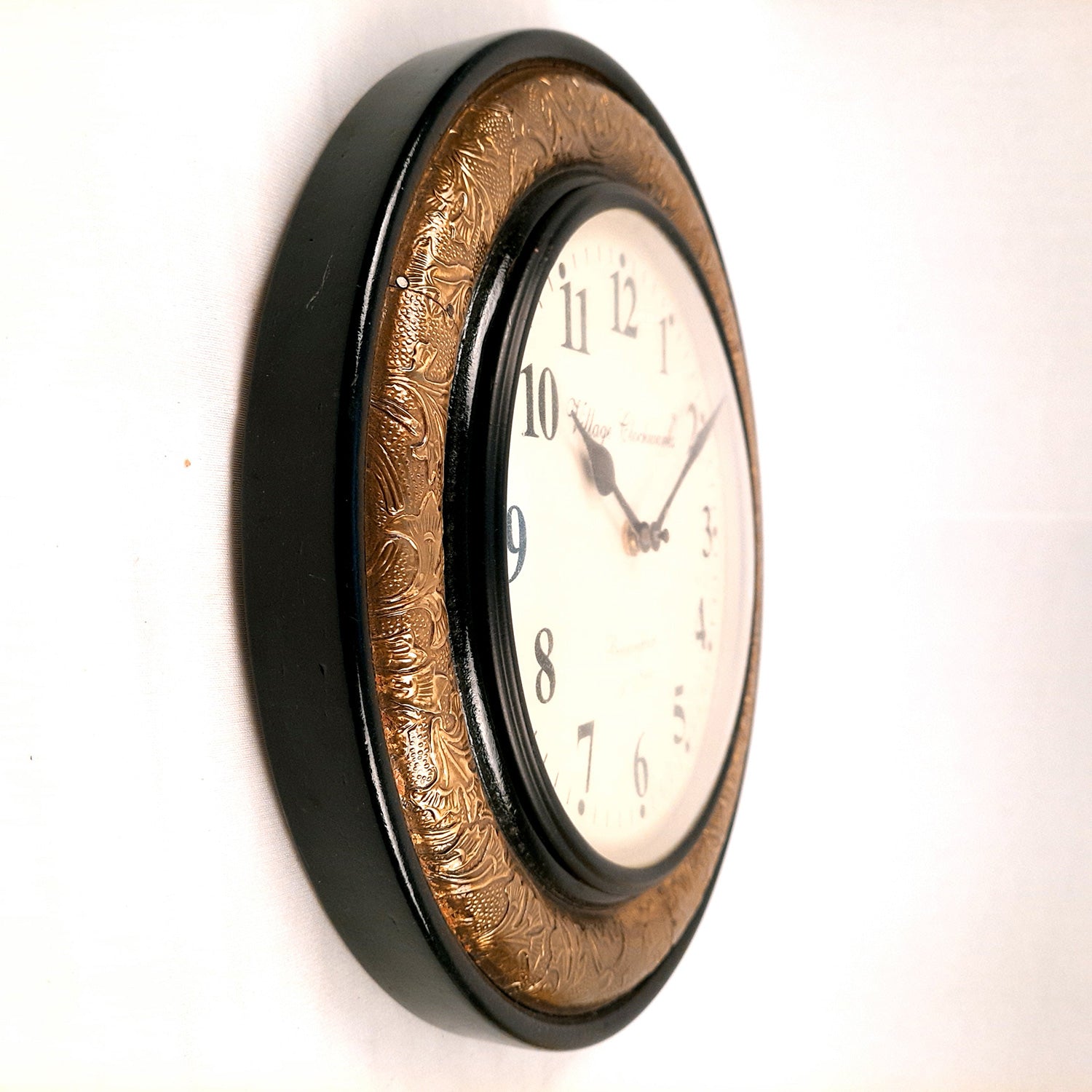 Wall Clock | Antique Clock Wall Mount With Premium Wood Finish & Brass Work - For Home, Living Room, Bedroom, Office & Hall Decoration | Wedding & Housewarming Gift - 12 inch - Apkamart