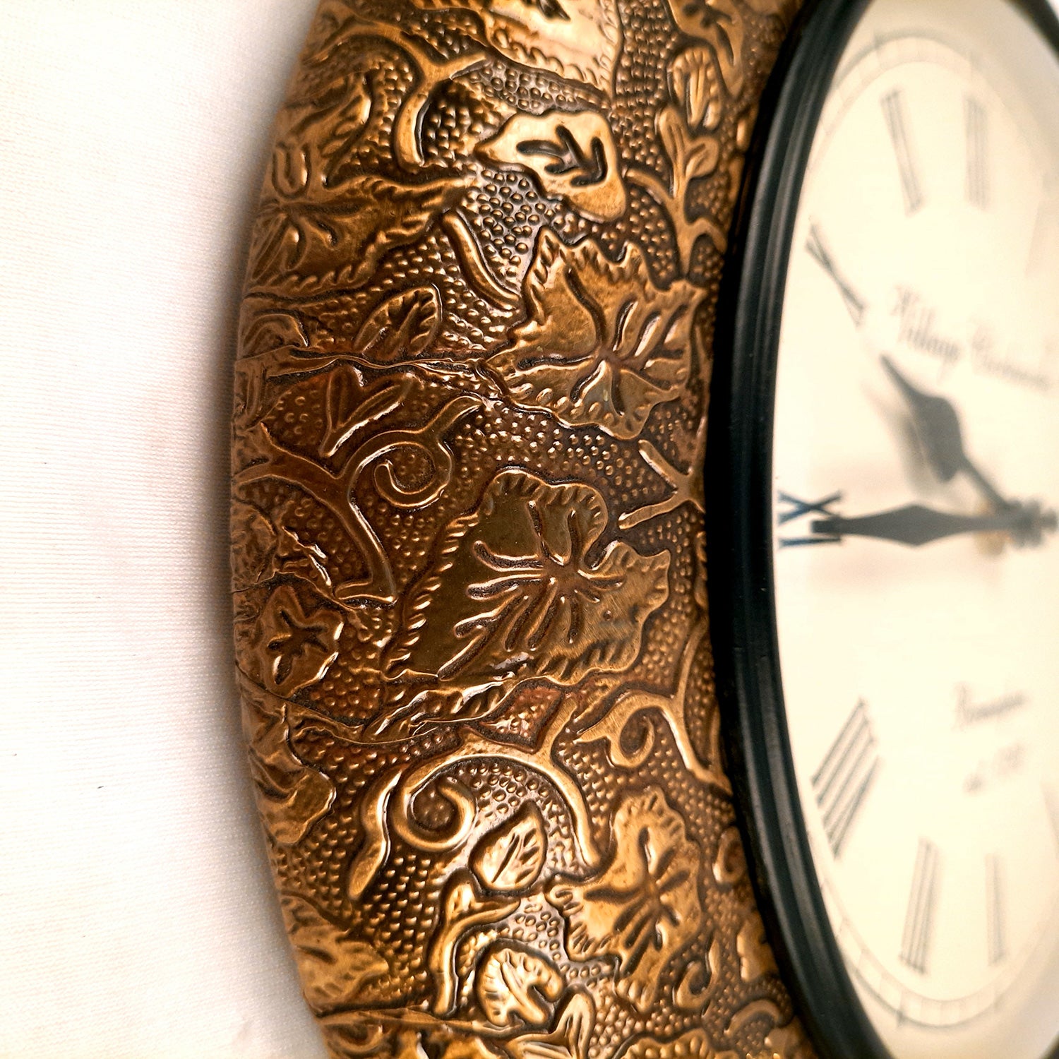 Wall Clock | Wall Mount Analogue Clock Antique With Brass Work - For Home, Living Room, Bedroom, Hall Decor | Wedding & Housewarming Gift - 12 Inch - Apkamart