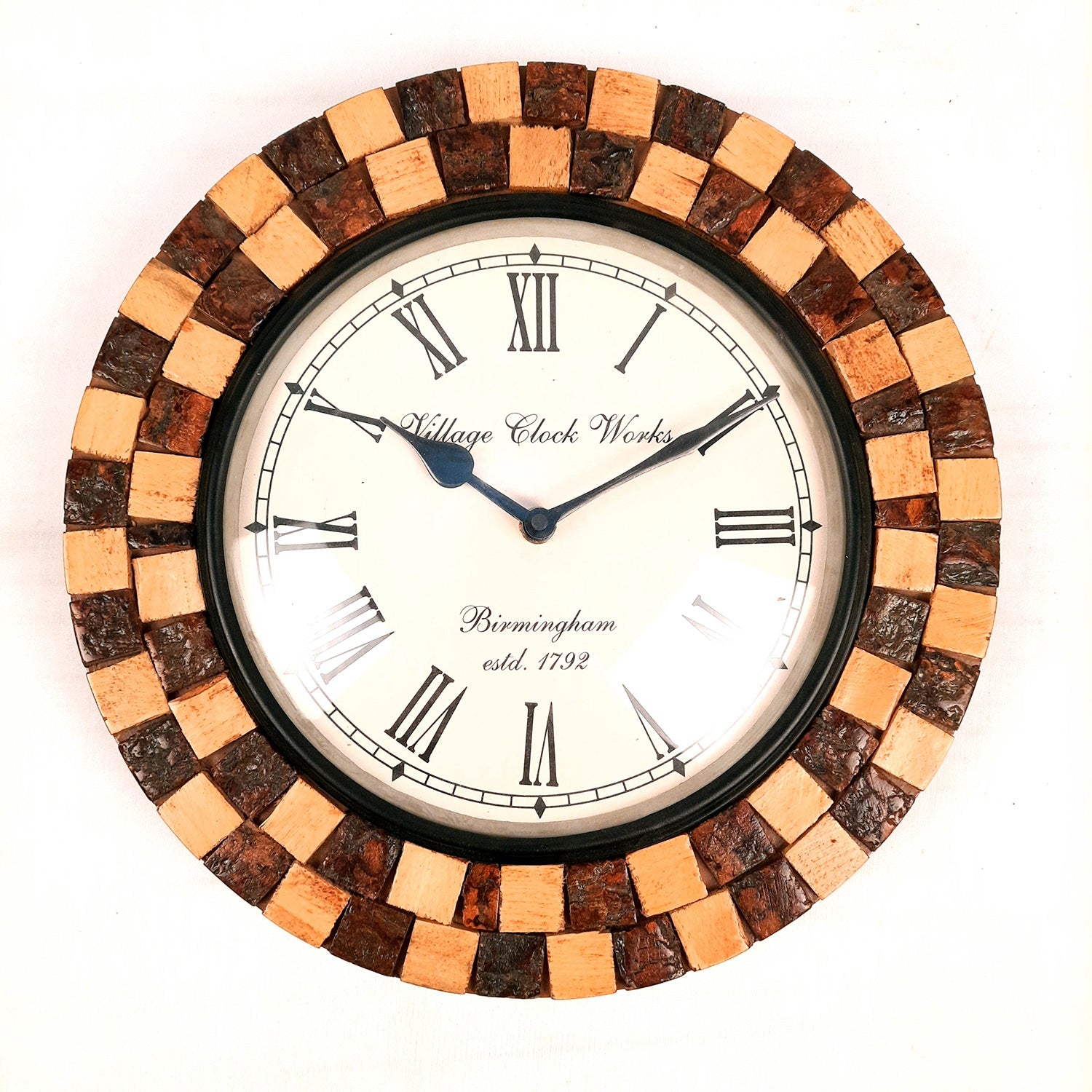 Wall Clock Wooden | Wall Mount Analogue Clock With Premium Wood Finish & Brass Work - For Home, Living Room, Bedroom, Hall Decor | Wedding & Housewarming Gift - 12 Inch