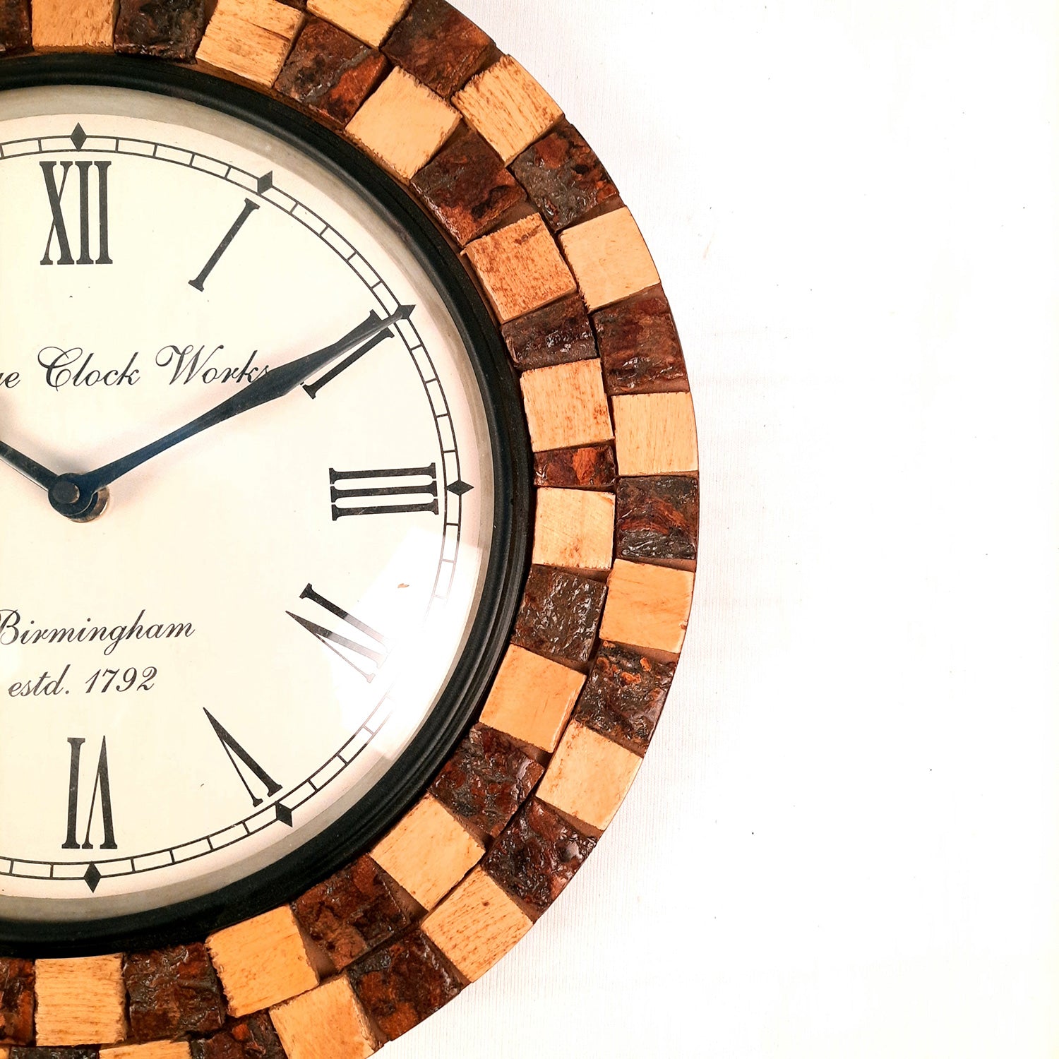 Wall Clock Wooden | Wall Mount Analogue Clock With Premium Wood Finish & Brass Work - For Home, Living Room, Bedroom, Hall Decor | Wedding & Housewarming Gift - 12 Inch