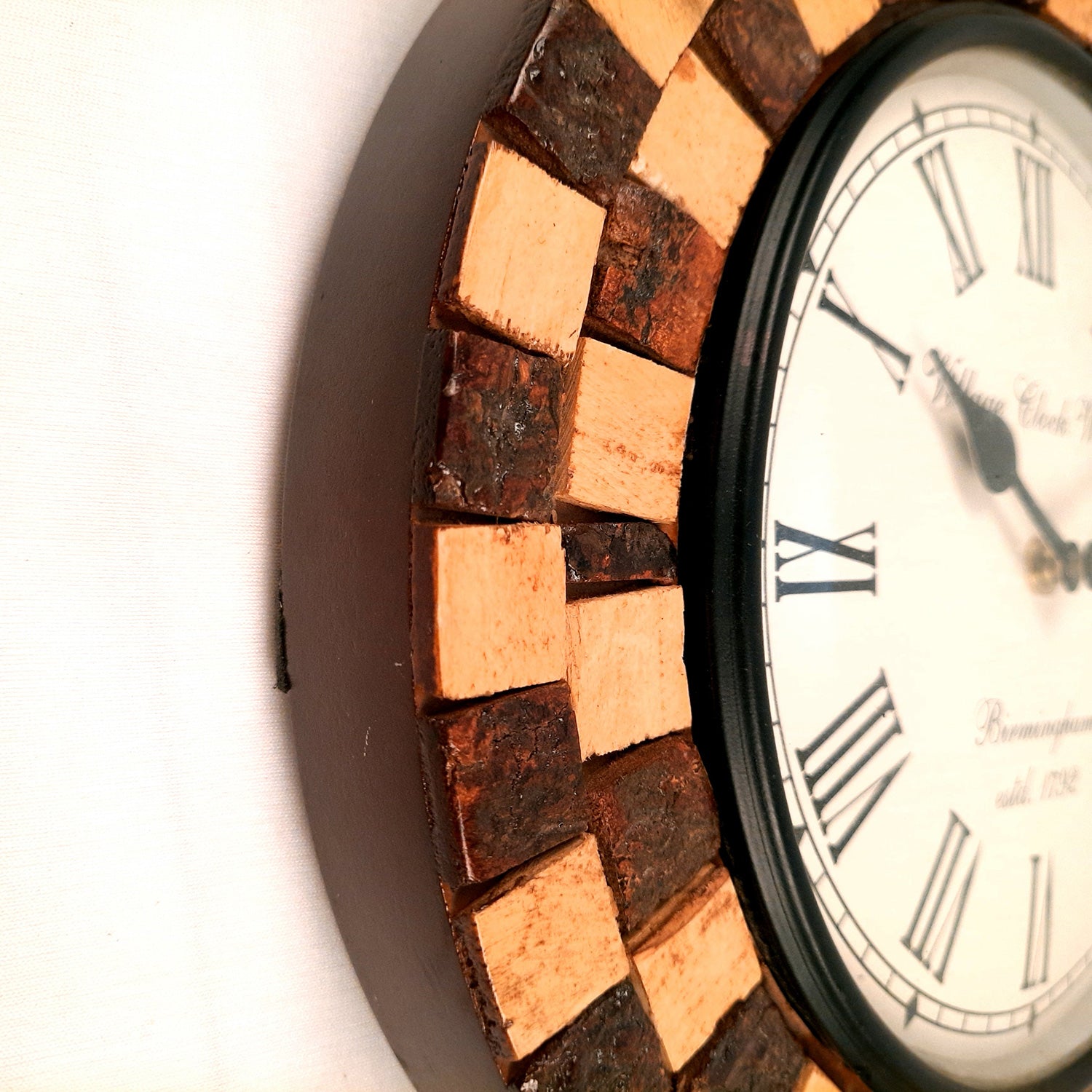 Wall Clock Wooden | Wall Mount Analogue Clock With Premium Wood Finish & Brass Work - For Home, Living Room, Bedroom, Hall Decor | Wedding & Housewarming Gift - 12 Inch