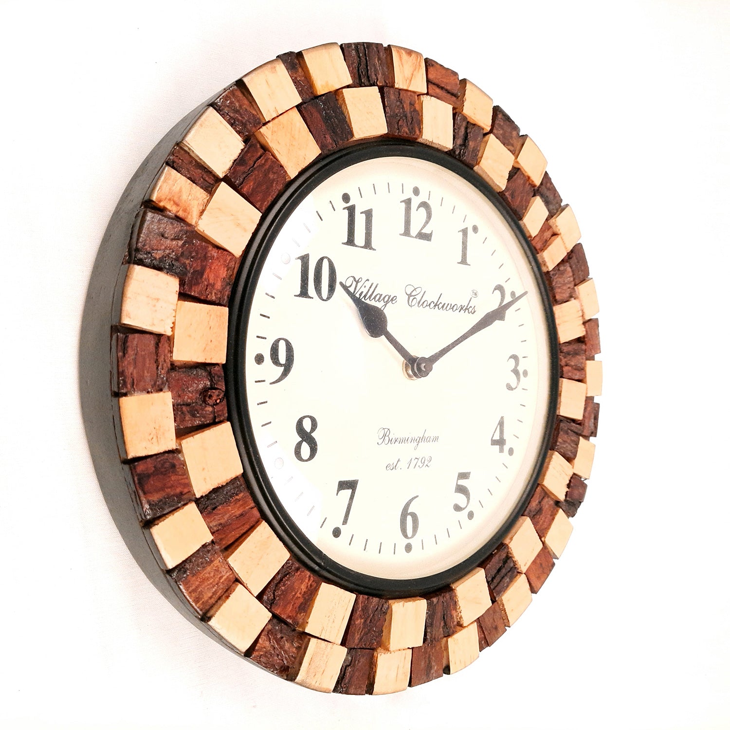 Wooden Wall Clock - Wall Mount Clock Antique - For Home, Living Room, Bedroom, Hall Decor | Wedding & Housewarming Gift- 12 Inch - Apkamart