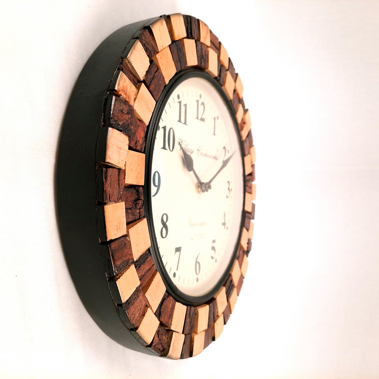 Wall Clock Vintage for Living Room | Wall Mount Clock With Antique Brass Work - For Home, Office, Bedroom, Hall Decoration | Festival Gifts & Wall Decor - 12 Inch