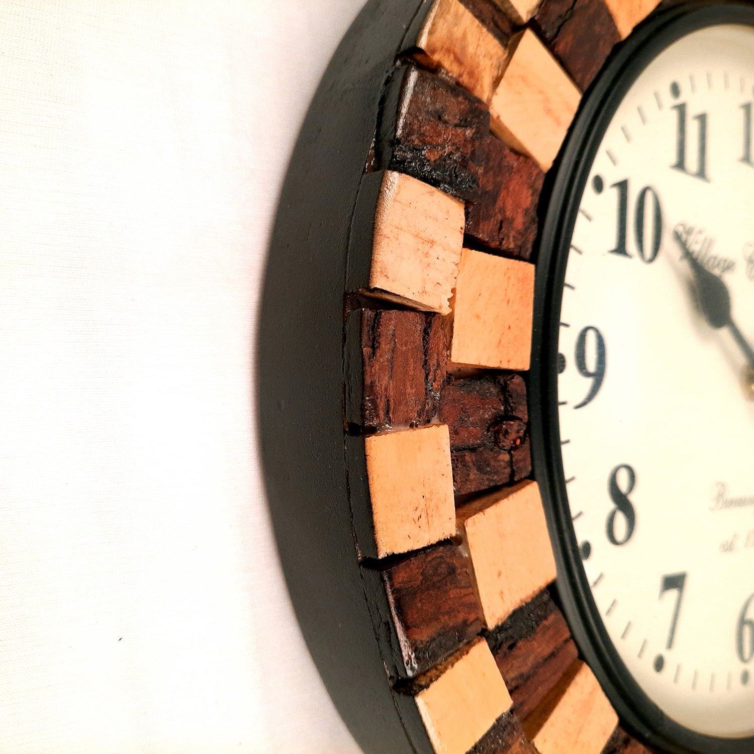 Wooden Wall Clock - Wall Mount Clock Antique - For Home, Living Room, Bedroom, Hall Decor | Wedding & Housewarming Gift- 12 Inch - Apkamart