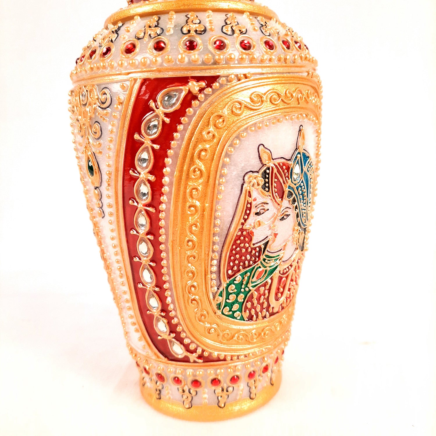Flower Pot | Decorative Marble Vases - For Home, Table Decor, Living Room, Side Table Decoration, Office & Gift - 9 Inch - Apkamart