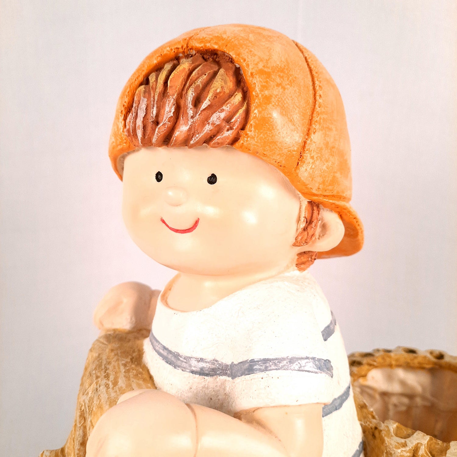 Ceramic Vase | Showpiece Cum Planter - Boy Sitting On Cycle Design - For Home, Living Room, Table Decor & Gift - 16 Inch - Apkamart