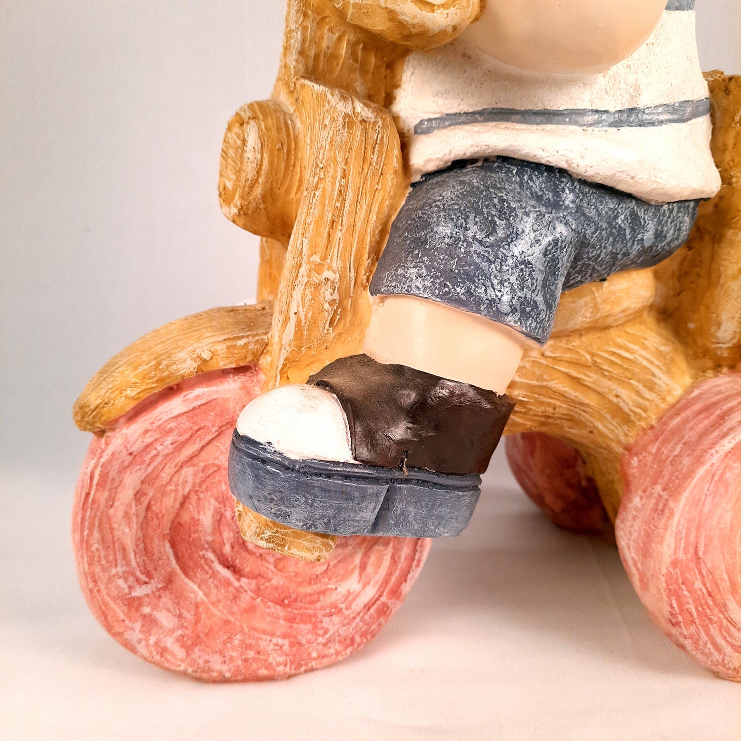 Ceramic Vase | Showpiece Cum Planter - Boy Sitting On Cycle Design - For Home, Living Room, Table Decor & Gift - 16 Inch - Apkamart