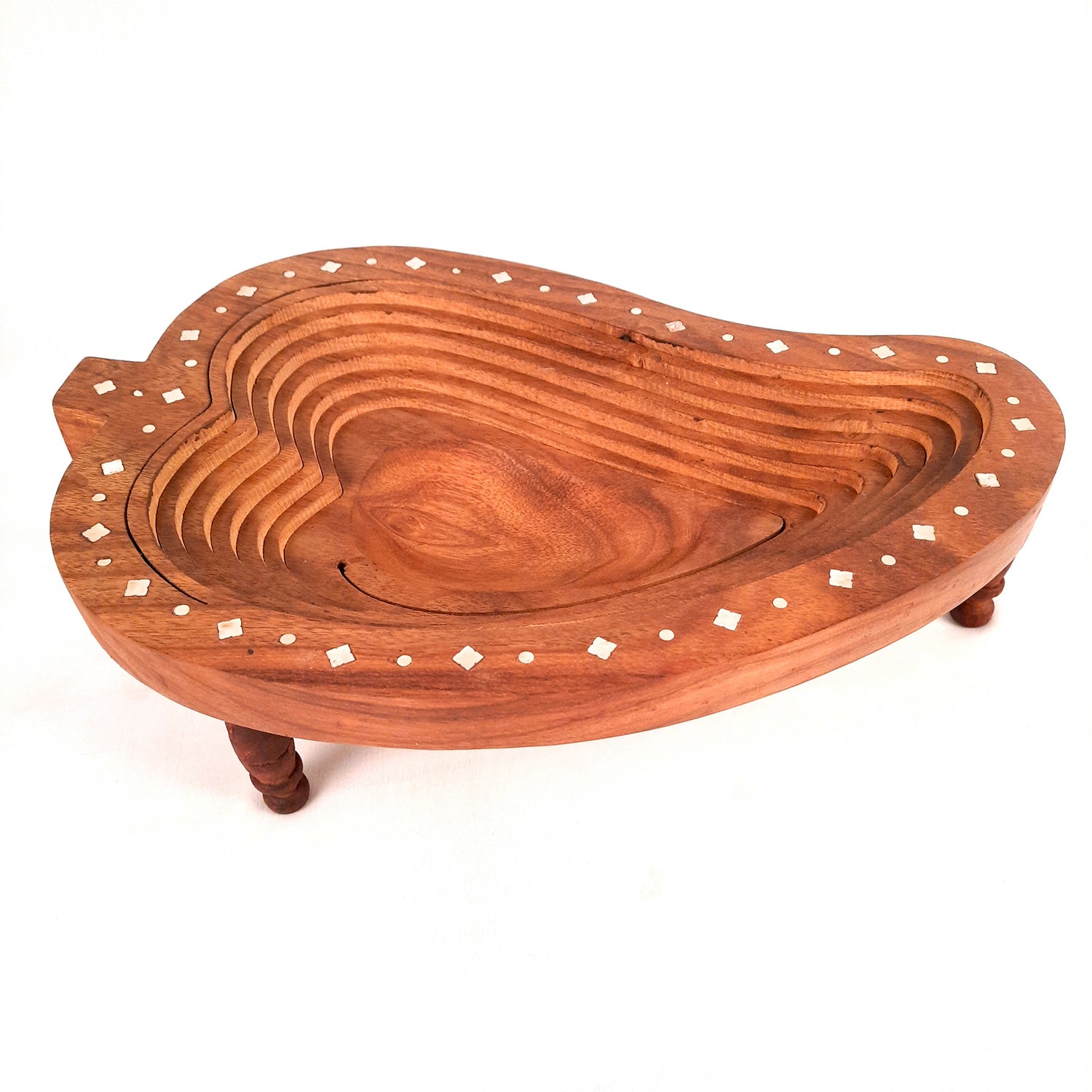 Wooden Fruit & Vegetable Basket | Foldable Fruit Basket - for Serving & Dining Table Decor - 14 Inch - Apkamart