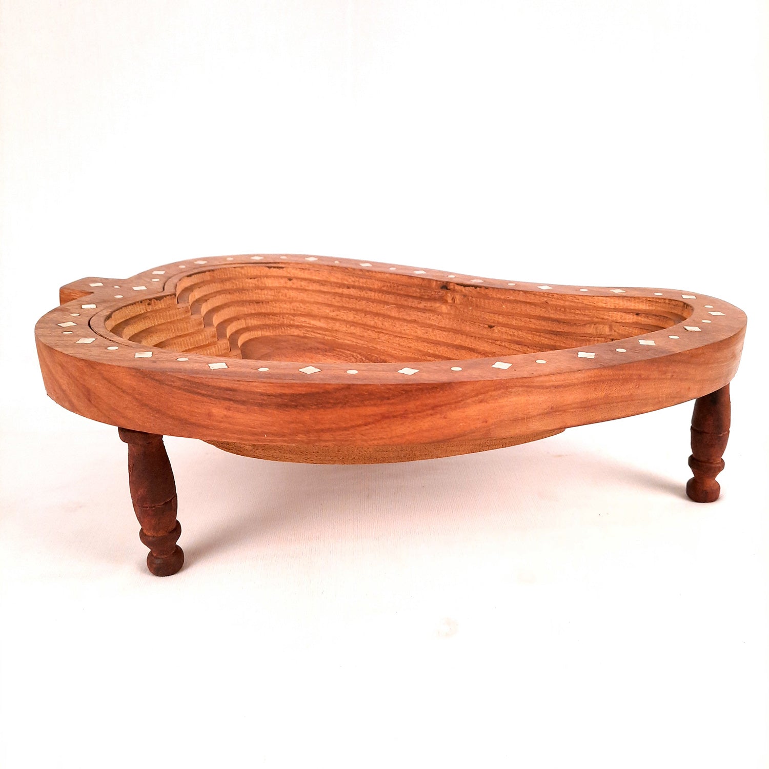 Wooden Fruit & Vegetable Basket | Foldable Fruit Basket - for Serving & Dining Table Decor - 14 Inch - Apkamart