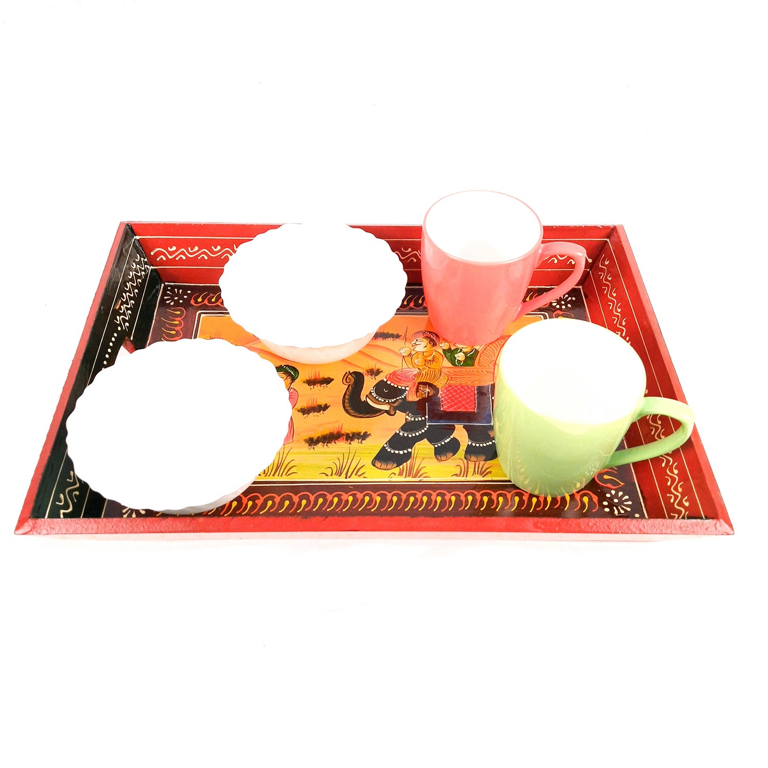 Serving Tray Set | Wooden Tea Tray | Serving Platter - For Dining & Serving, Home, Table, Kitchen Decor - Set of 3 - Apkamart