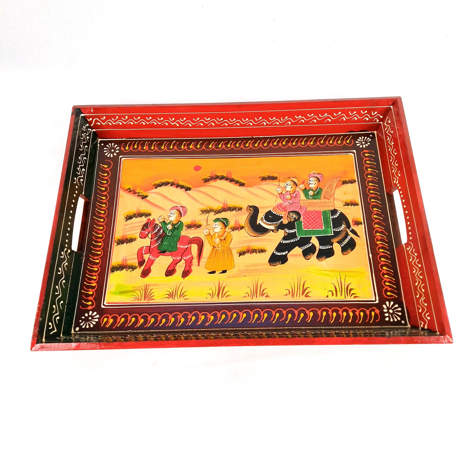 Serving Tray Set | Wooden Tea Tray | Serving Platter - For Dining & Serving, Home, Table, Kitchen Decor - Set of 3 - Apkamart