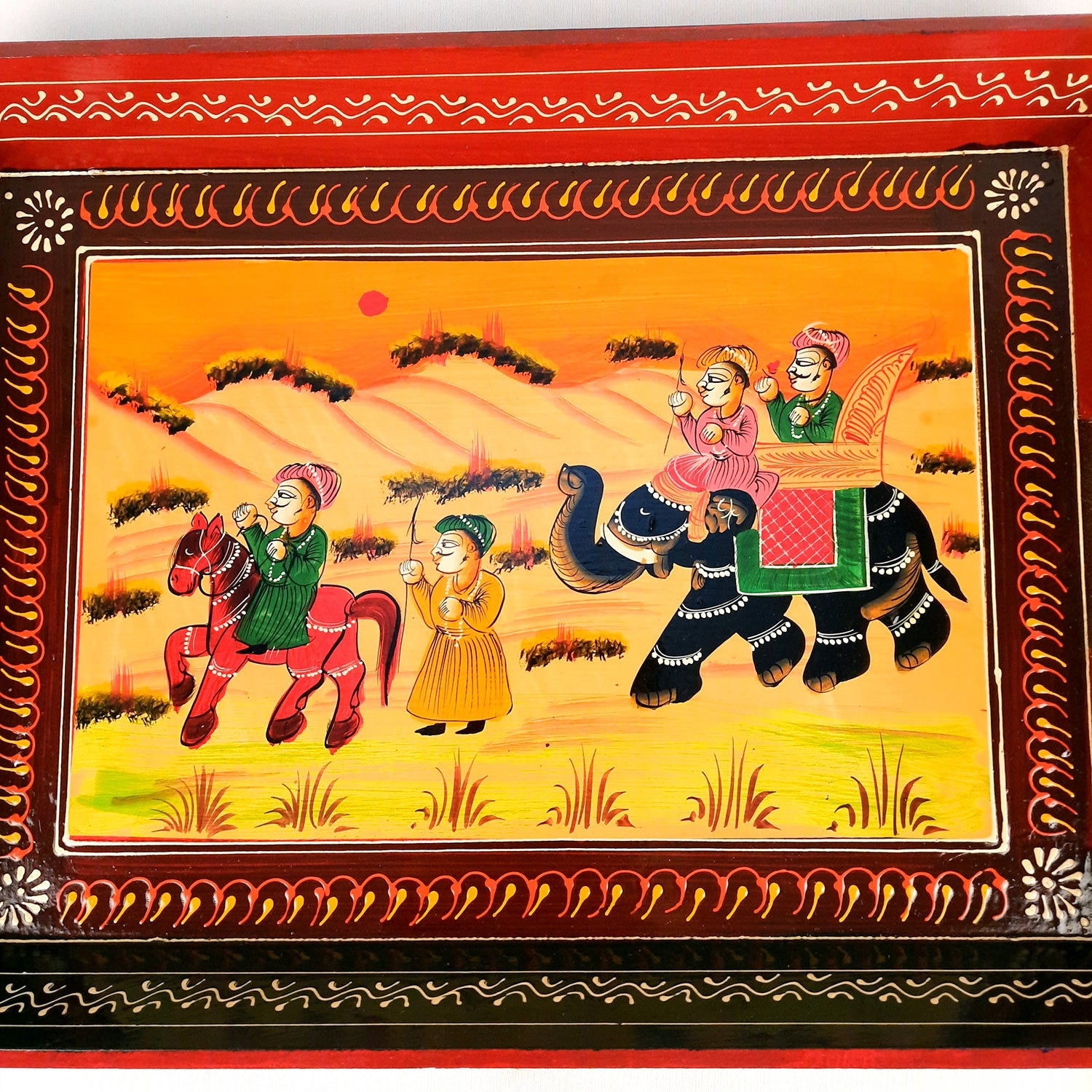 Serving Tray Set | Wooden Tea Tray | Serving Platter - For Dining & Serving, Home, Table, Kitchen Decor - Set of 3 - Apkamart