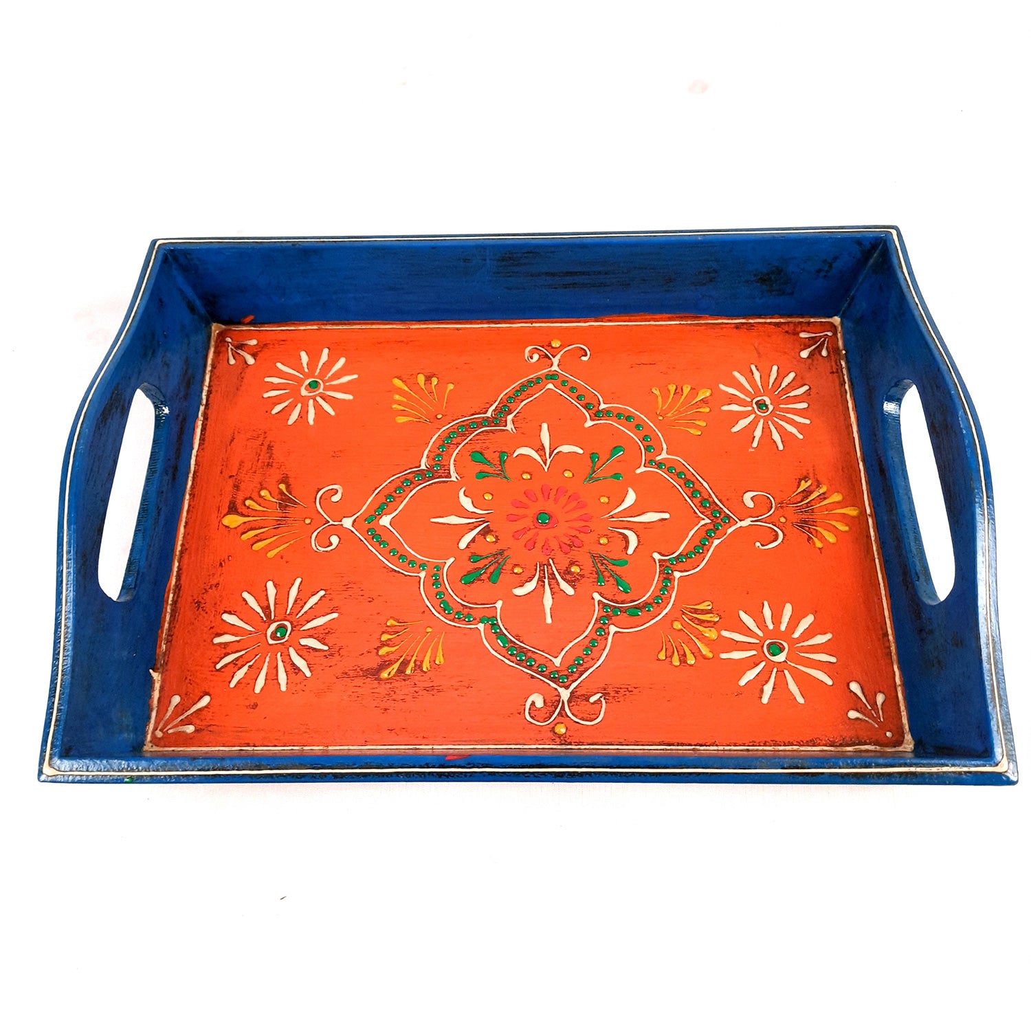 Wooden Tray Set | Serving Trays for Tea, Coffee & Snacks - for Home, Dining Table Organization, Kitchen & Gifts - Set of 3 (Wood, Multicolor) - Apkamart #Style_Design 2