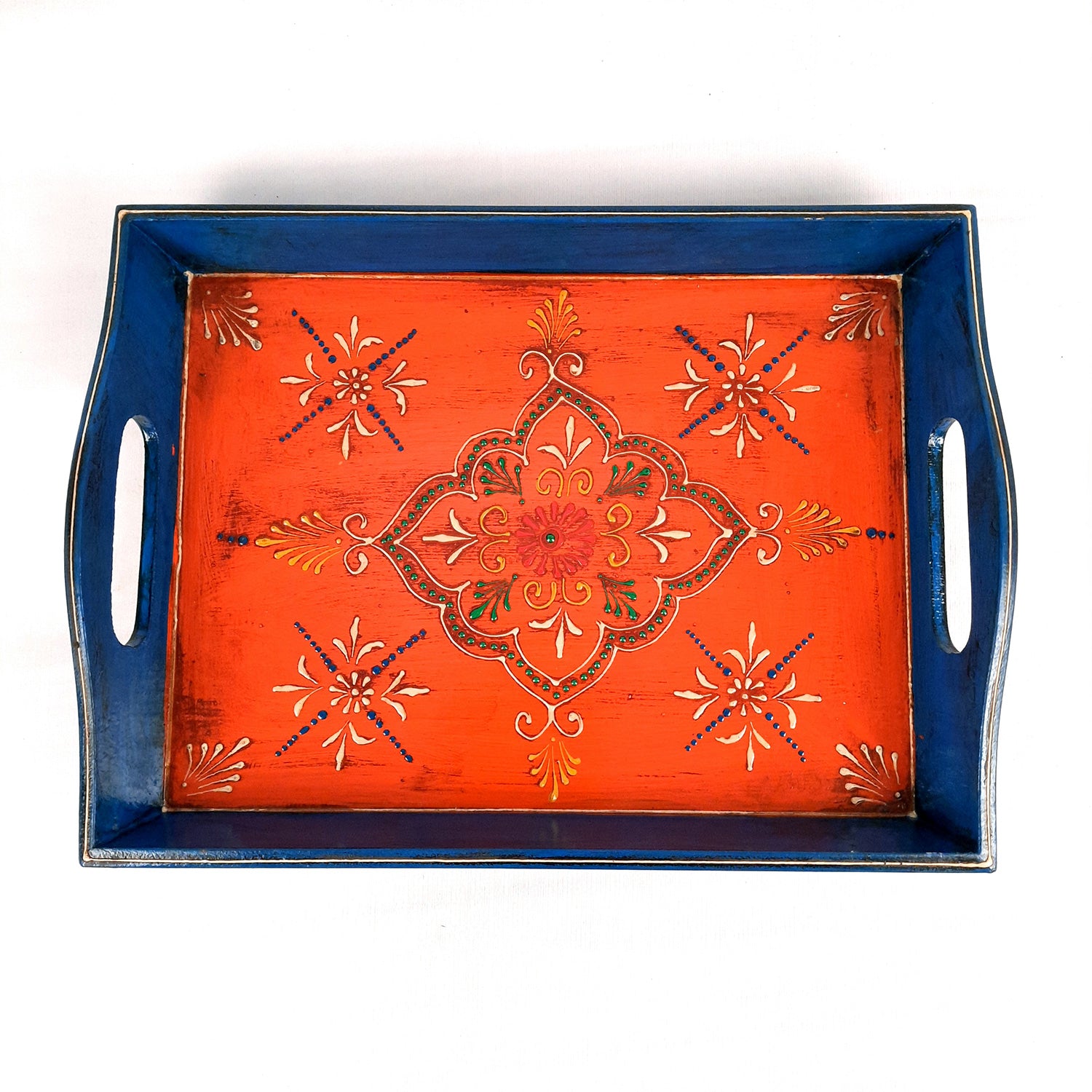 Wooden Tray Set | Serving Trays for Tea, Coffee & Snacks - for Home, Dining Table Organization, Kitchen & Gifts - Set of 3 (Wood, Multicolor) - Apkamart #Style_Design 2