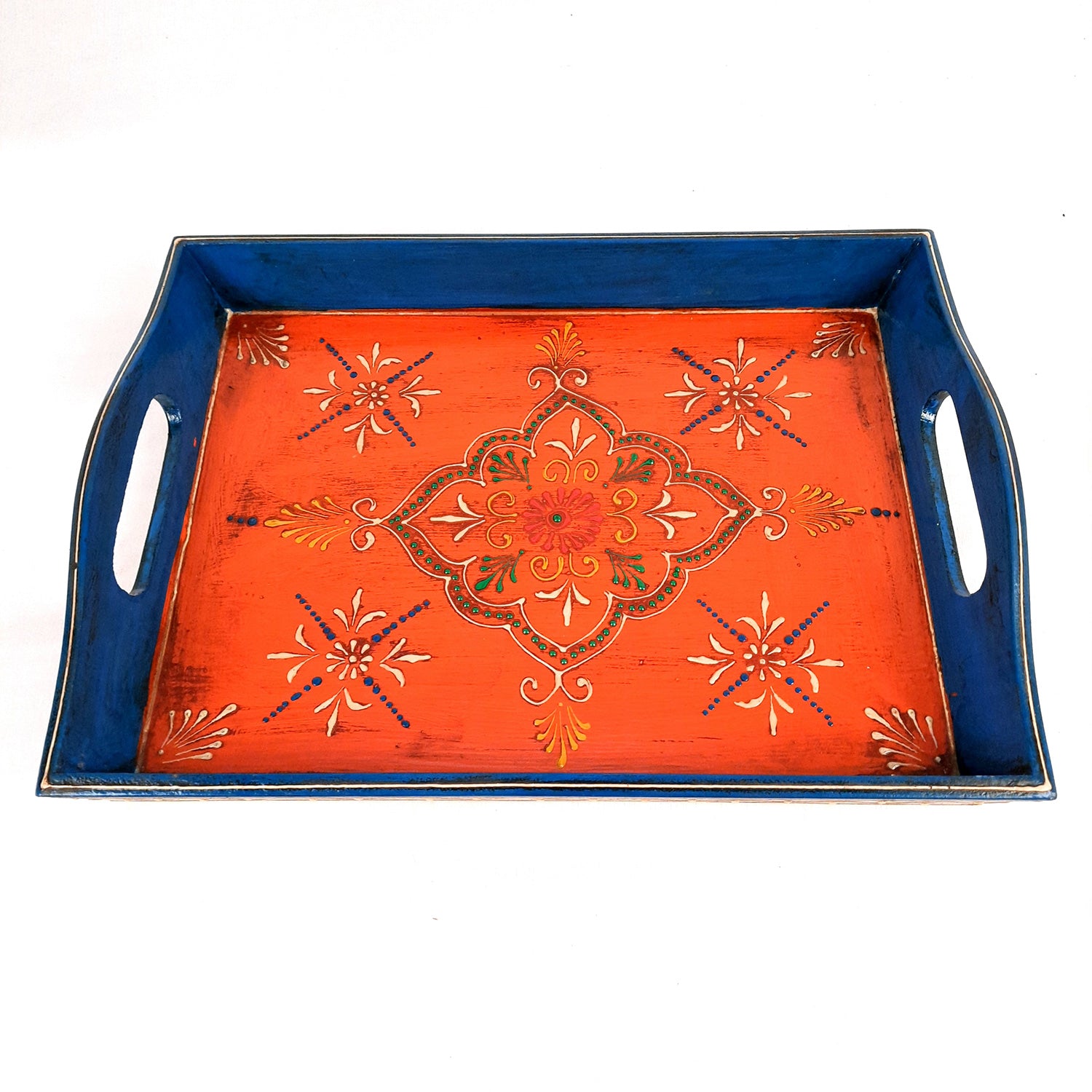 Wooden Tray Set | Serving Trays for Tea, Coffee & Snacks - for Home, Dining Table Organization, Kitchen & Gifts - Set of 3 (Wood, Multicolor) - Apkamart #Style_Design 2