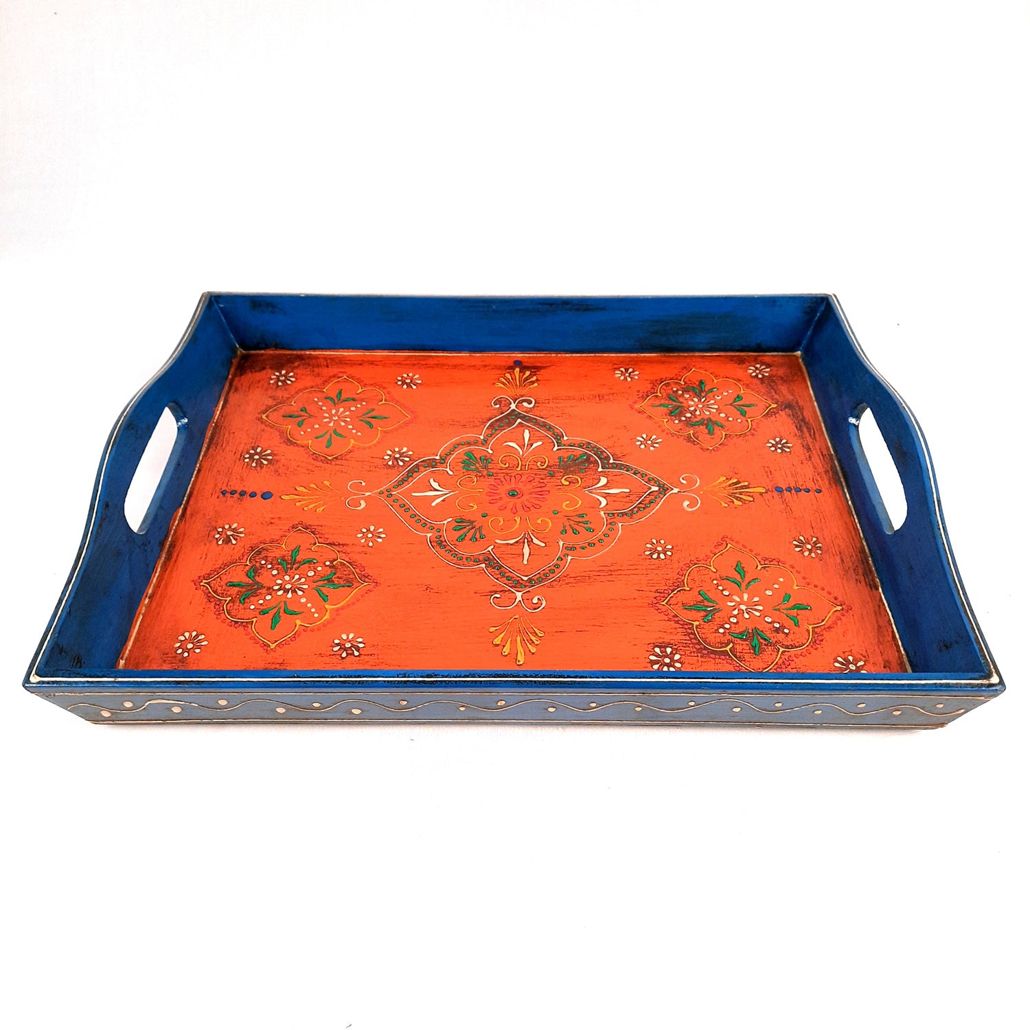 Wooden Tray Set | Serving Trays for Tea, Coffee & Snacks - for Home, Dining Table Organization, Kitchen & Gifts - Set of 3 (Wood, Multicolor) - Apkamart #Style_Design 2