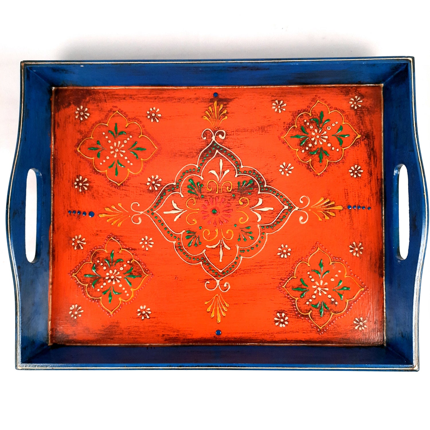 Wooden Tray Set | Serving Trays for Tea, Coffee & Snacks - for Home, Dining Table Organization, Kitchen & Gifts - Set of 3 (Wood, Multicolor) - Apkamart #Style_Design 2