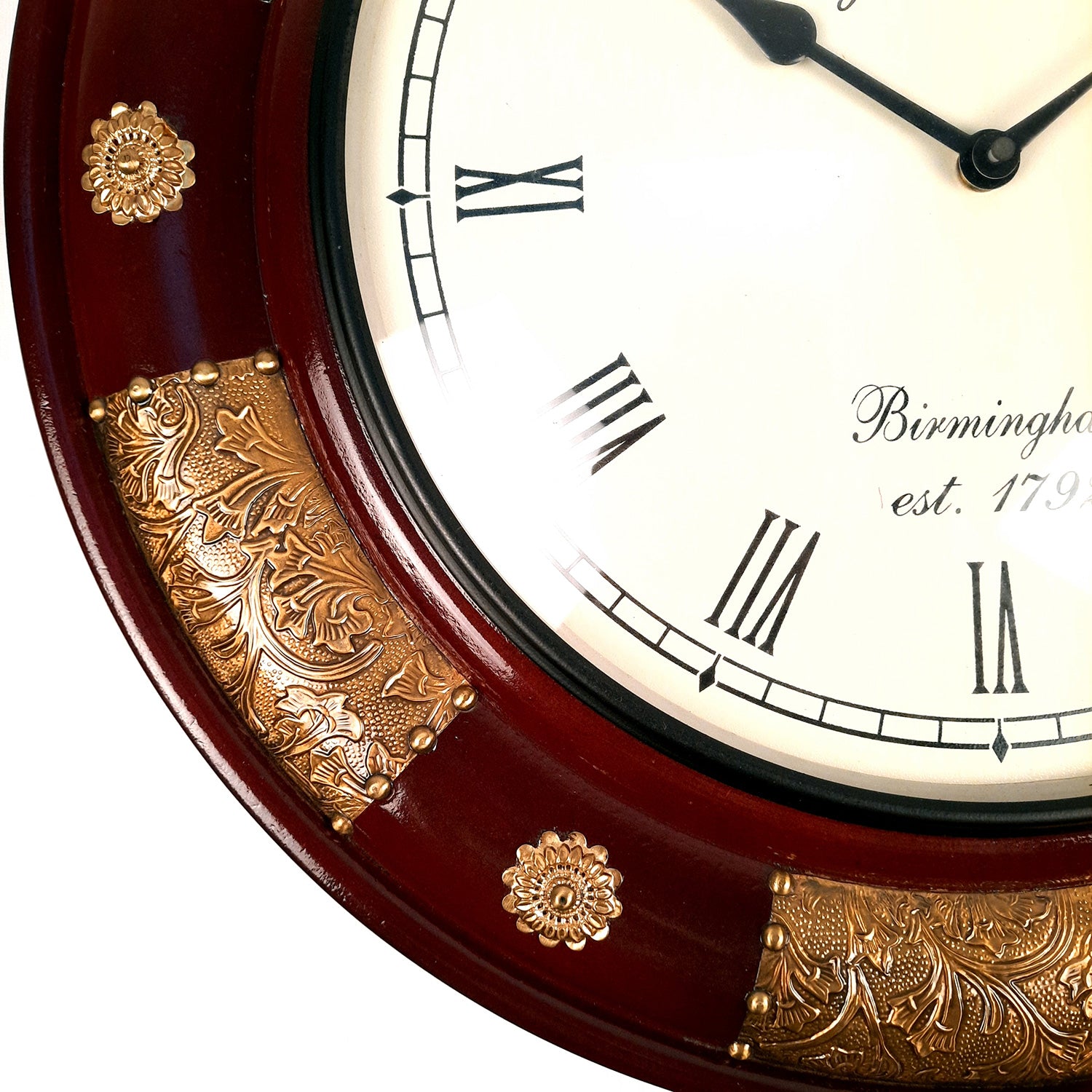 Wall Clock Wooden | Wall Mount Analog Clock With Premium Wood Finish & Brass Work - For Home, Living Room, Bedroom, Hall Decor | Wedding & Housewarming Gift - 18 Inch - Apkamart