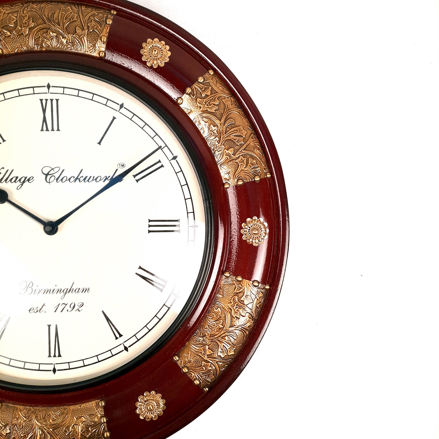 Wall Clock Wooden | Wall Mount Analog Clock With Premium Wood Finish & Brass Work - For Home, Living Room, Bedroom, Hall Decor | Wedding & Housewarming Gift - 18 Inch - Apkamart