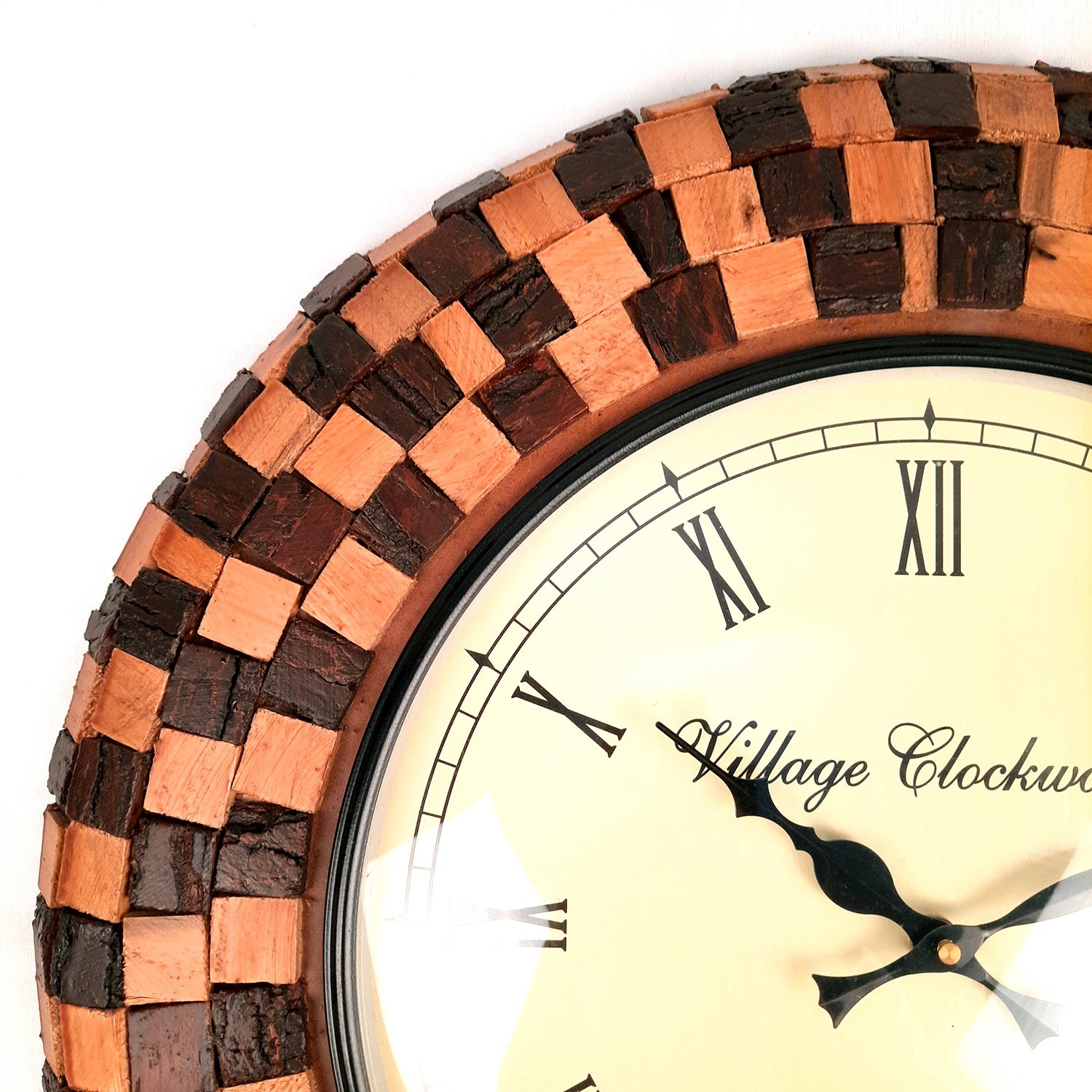 Wall Clock for Home | Wall Mount Clock With Natural Wood Finish - Rustic Look - For Living Room, Bedroom, Hall, Office Decor & Gift- 18 Inch - Apkamart