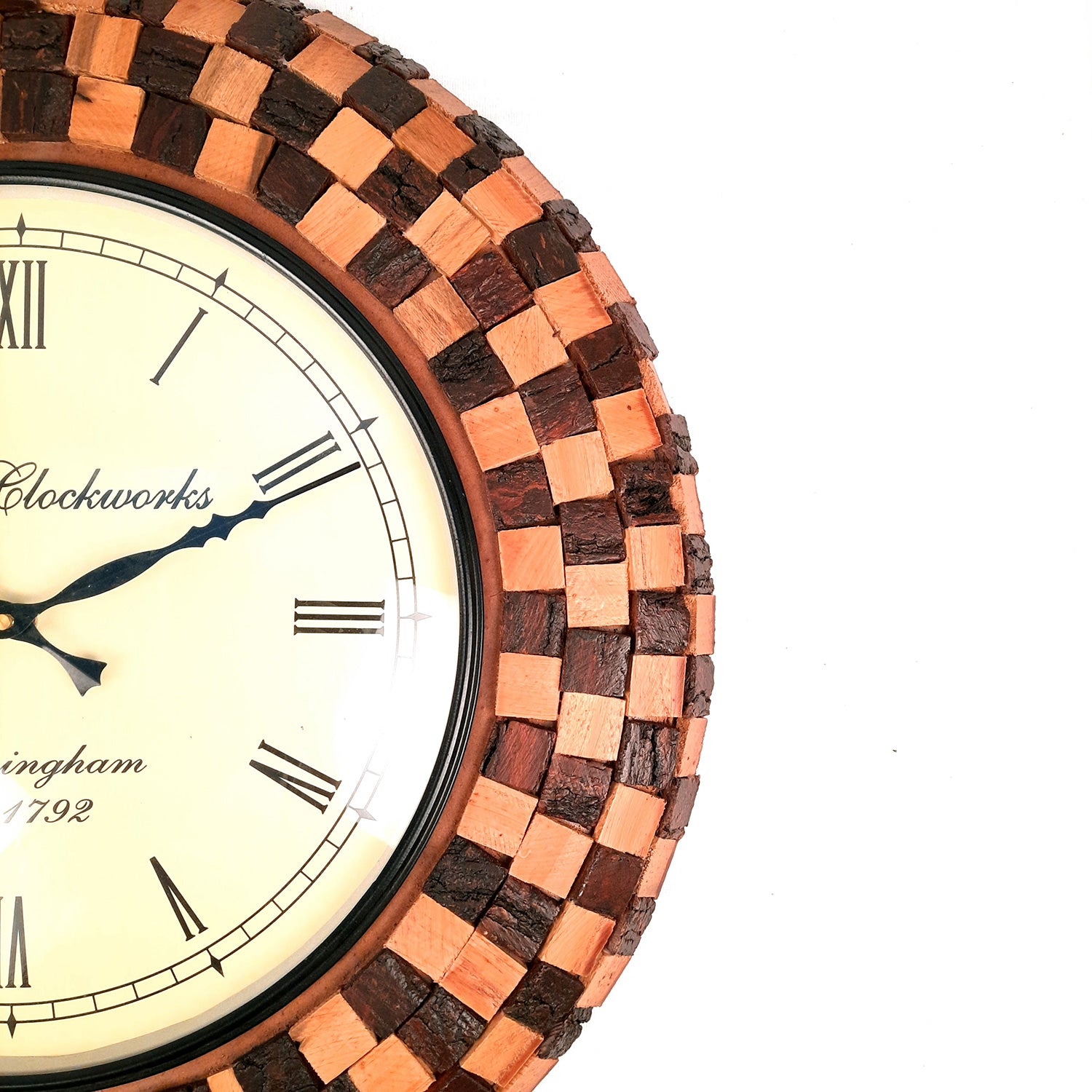 Wall Clock for Home | Wall Mount Clock With Natural Wood Finish - Rustic Look - For Living Room, Bedroom, Hall, Office Decor & Gift- 18 Inch - Apkamart