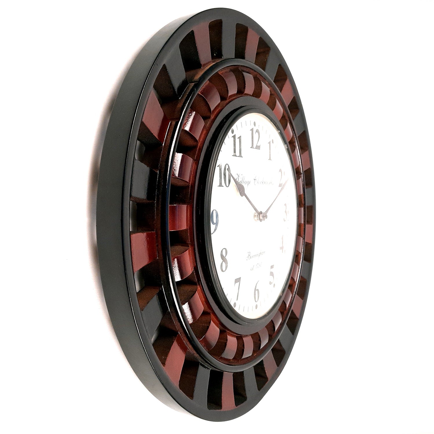 Wall Clock | Antique Clock Wall Mount With Premium Wood Finish - For Home, Living Room, Bedroom, Office & Hall Decoration | Wedding & Housewarming Gift -18 inch - Apkamart