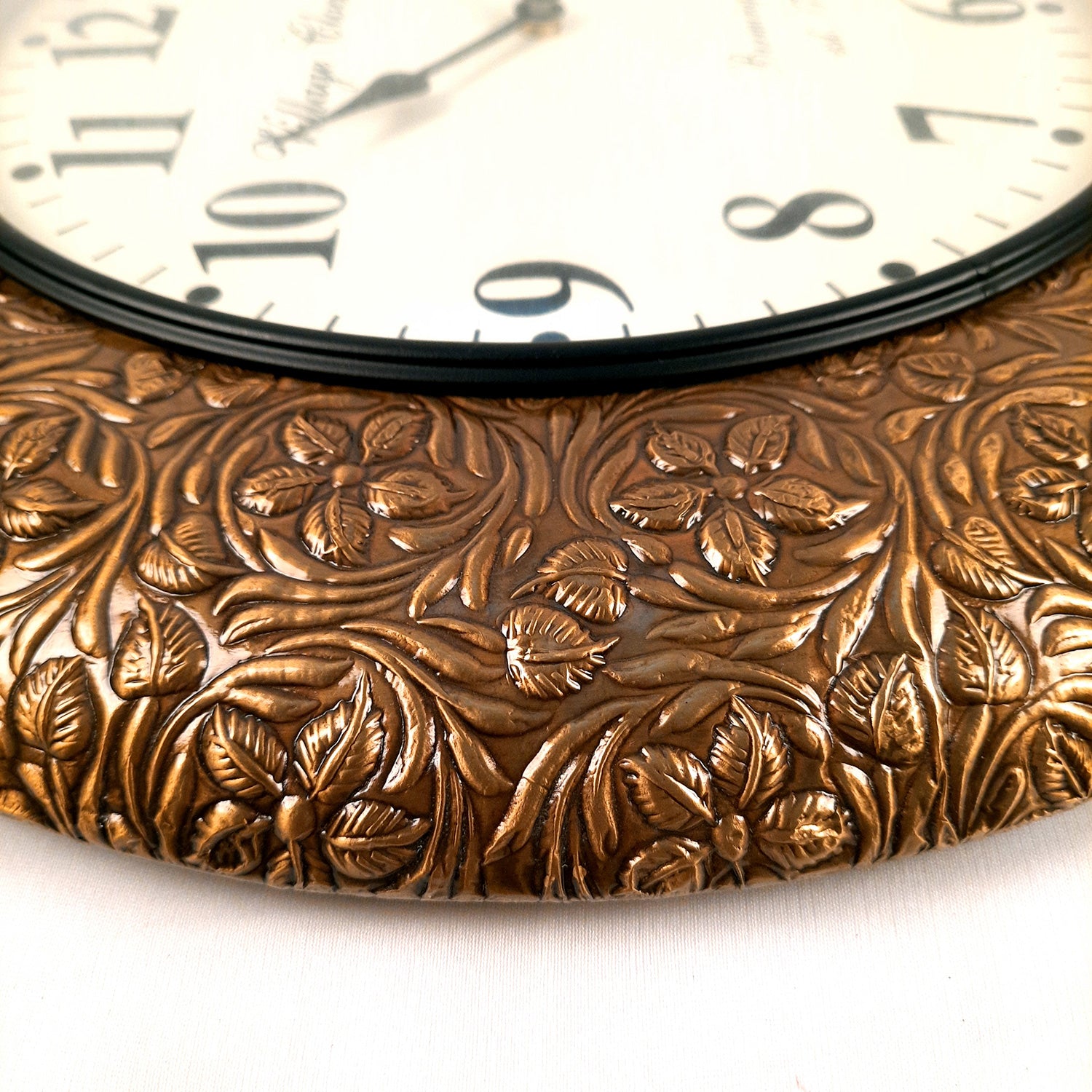 Wall Clock Wooden | Hanging Analog Clock With Antique Brass Work - For Home, Living Room, Bedroom, Office & Hall Decoration | Wedding & Housewarming Gift -18 Inches - Apkamart