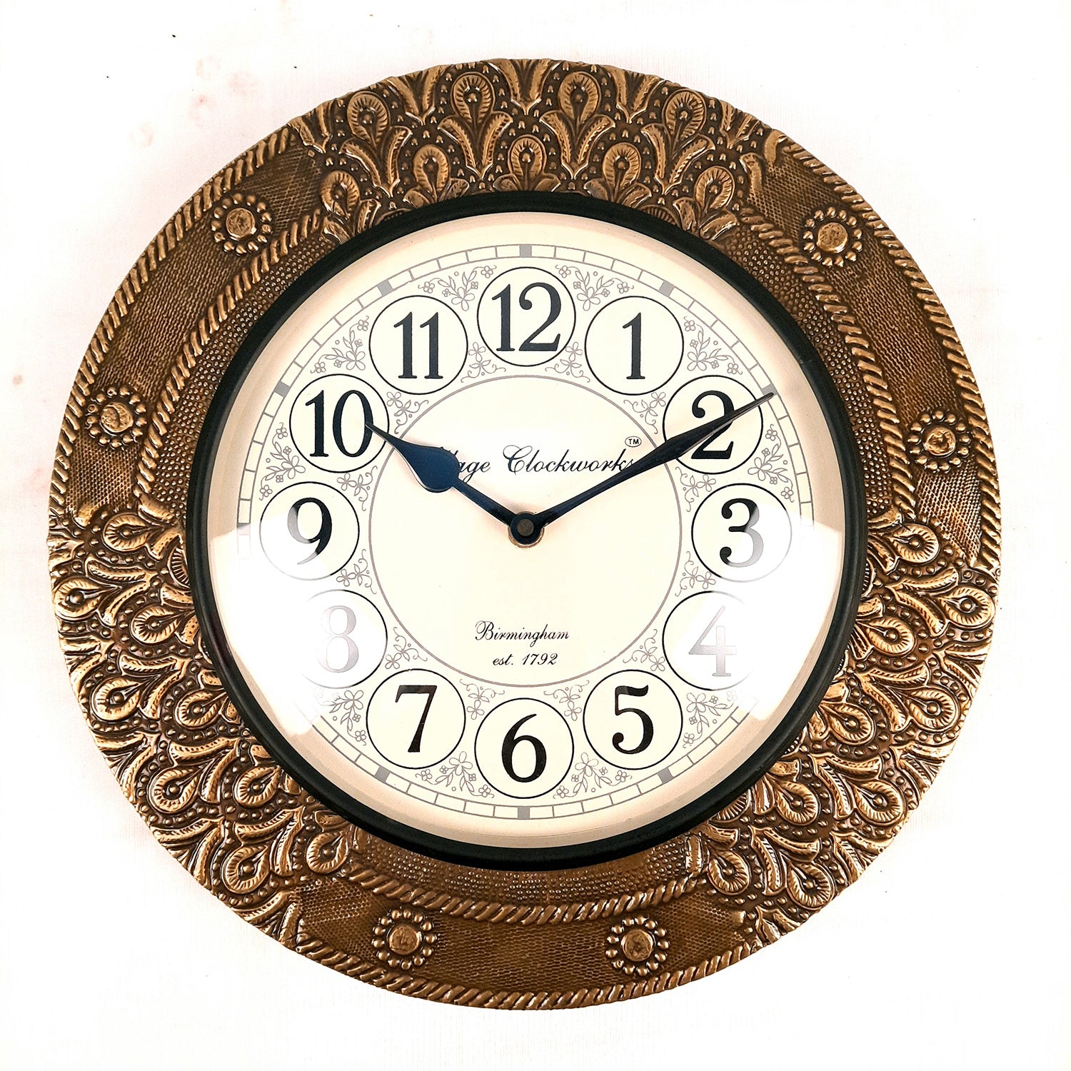 Wall Clock Vintage for Living Room | Wall Mount Clock With Antique Brass Work - For Home, Office, Bedroom, Hall Decoration | Festival Gifts & Wall Decor - 18 Inch - Apkamart #Style_Design 2