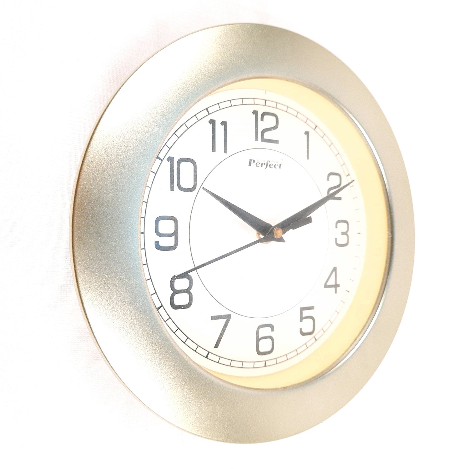 Wall Clock for Home | Wall Mount Analog Round Clock Golden - For Living Room, Bedroom, Hall, Office Decor & Gift - 8 Inch - Apkamart