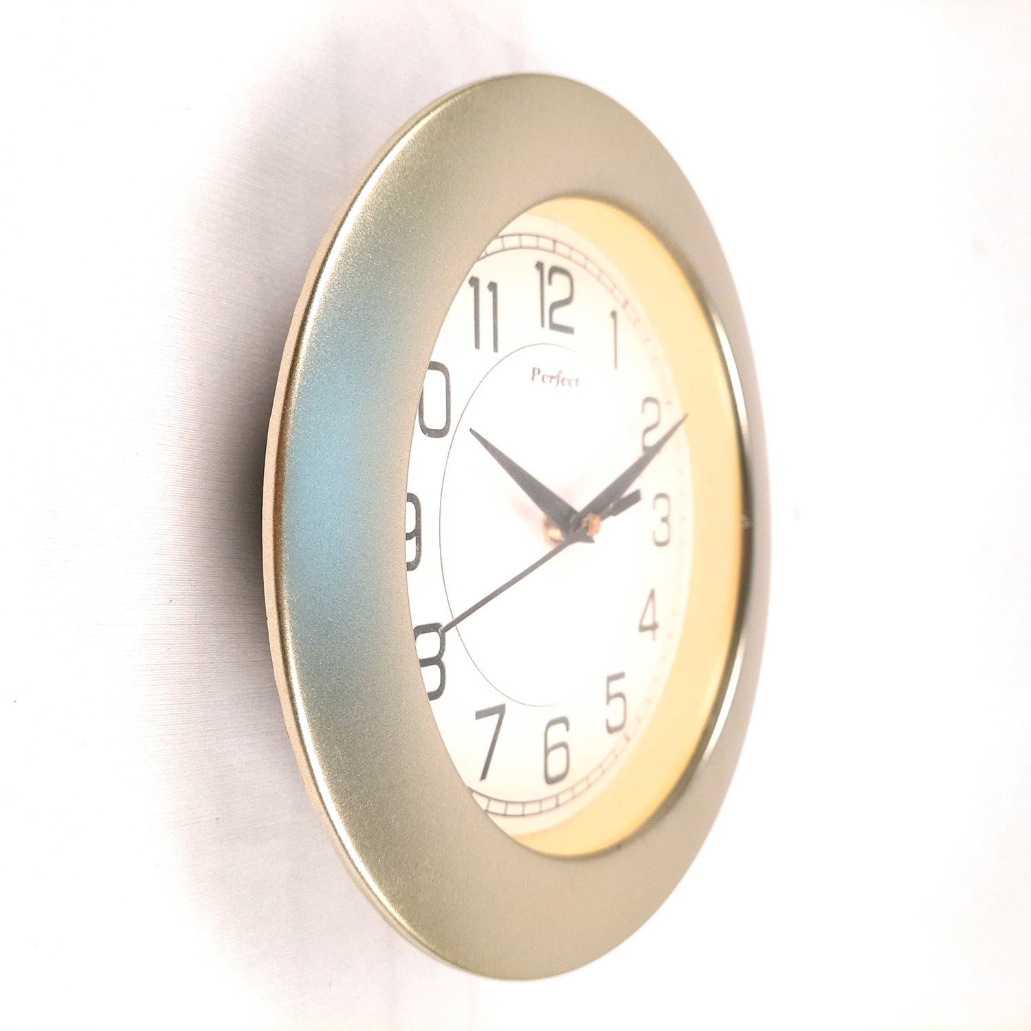 Wall Clock for Home | Wall Mount Analog Round Clock Golden - For Living Room, Bedroom, Hall, Office Decor & Gift - 8 Inch - Apkamart