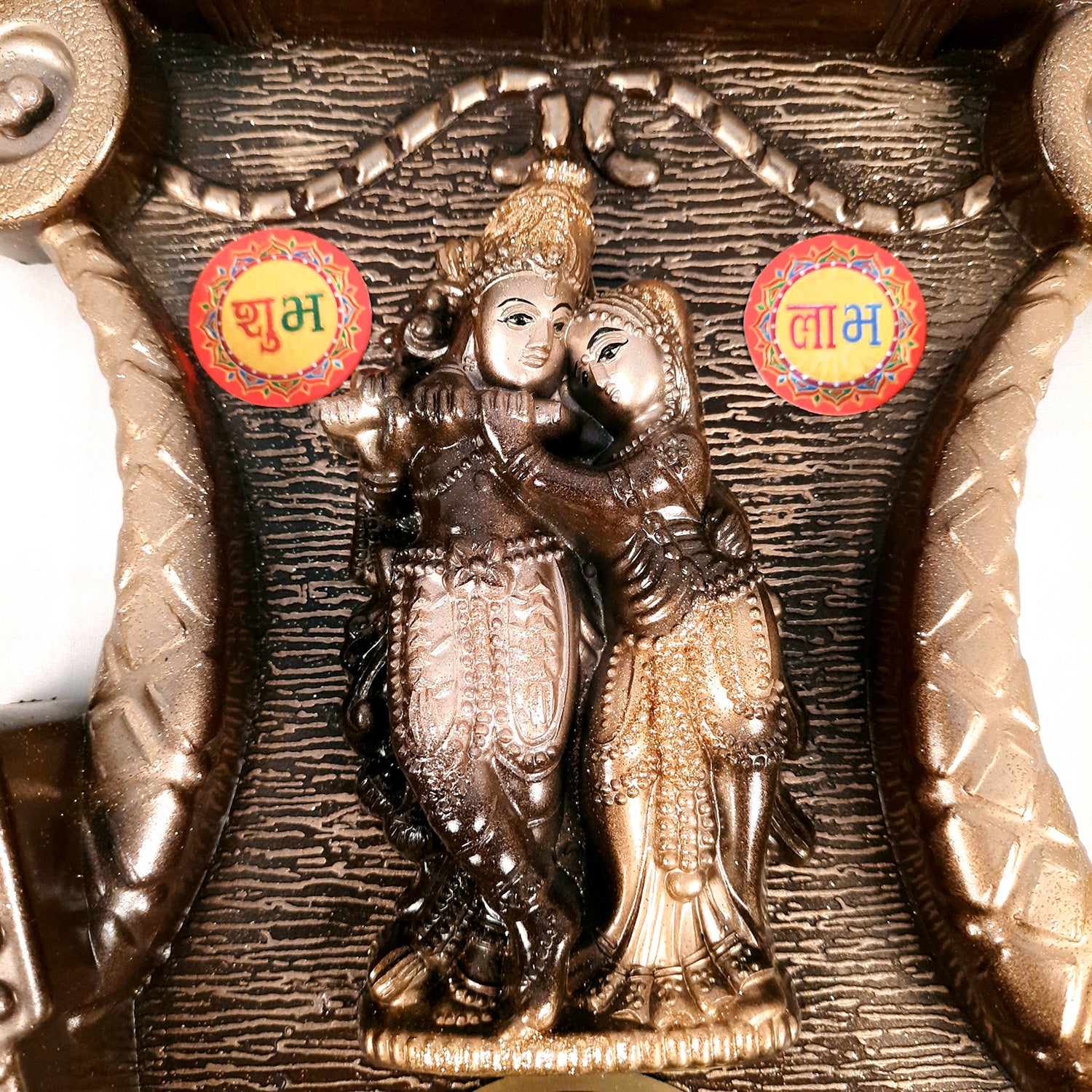 Wall Clock with Radha Krishna Statue | Diwal Ghadi Clock Wall Mount - for Home, Living Room, Bedroom, Office & Hall Decoration | Wedding & Housewarming Gift - 14 Inch