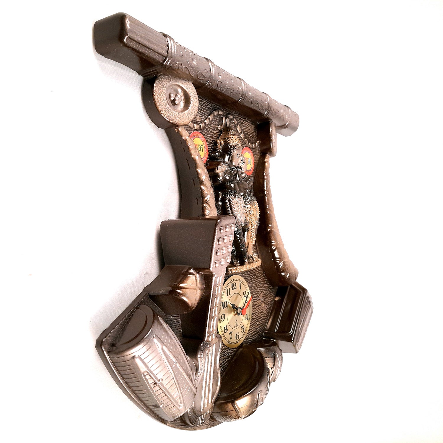 Wall Clock with Radha Krishna Statue | Diwal Ghadi Clock Wall Mount - for Home, Living Room, Bedroom, Office & Hall Decoration | Wedding & Housewarming Gift - 14 Inch