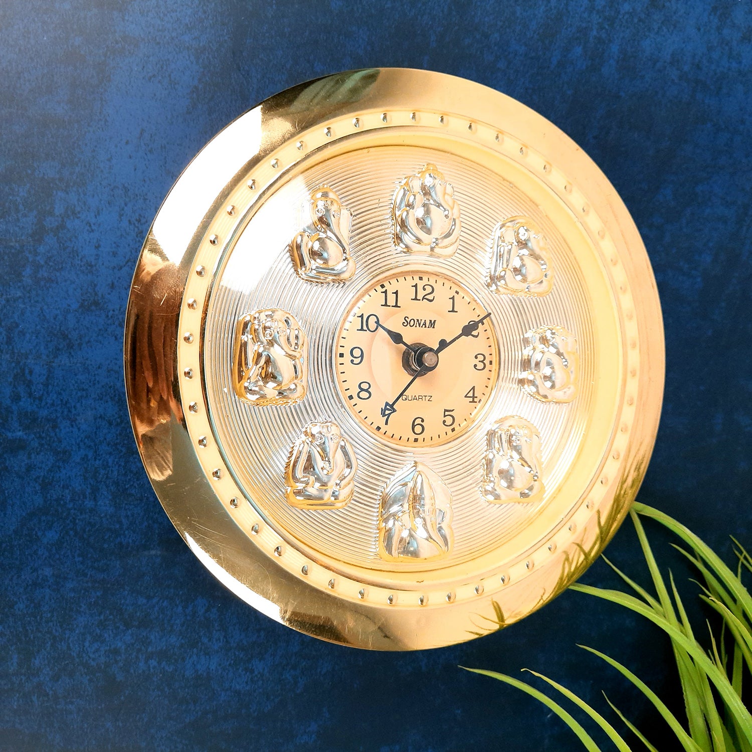 Wall Clock With Ashta Vinayak Ganesha - For Home, Living Room, Bedroom, Office & Hall Decoration | Wedding & Housewarming Gift - Apkamart