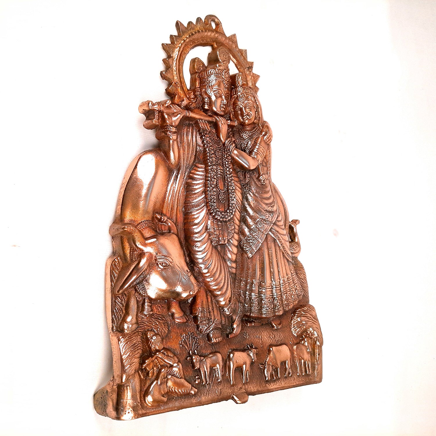 Radha Krishna Statue for Wall Decor | Radhe Krishna Wall Hanging Statue Idol | Religious & Spiritual Sculpture - for Gift, Home, Living Room, Office, Puja Room Decoration - 16 Inch - Apkamart
