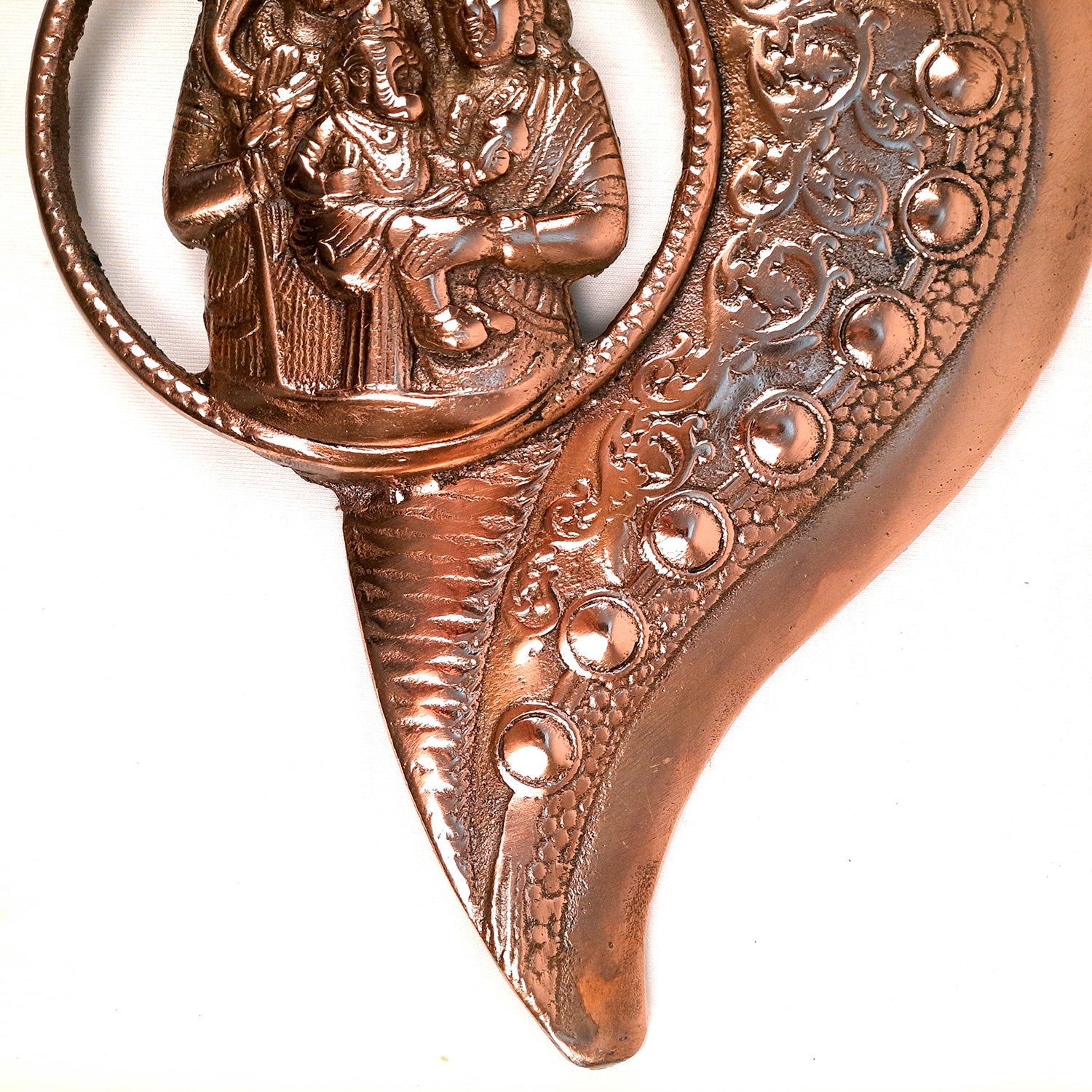 Shiv Parvati Ganesha Wall Hanging Murti | Shiva Parivar Wall Statue In Shankh Design - for Entrance & Main Door | Religious & Spiritual Wall Art - For Home, Puja, Living Room Decor & Gift - 17 Inch - Apkamart
