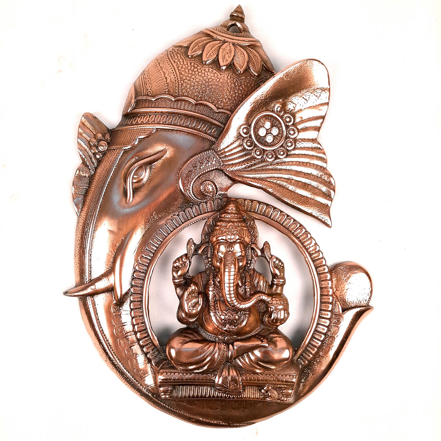Ganesh Statue Wall Hanging | Ganesha Wall Decor Murti Metal - for Entrance Door | Vastu Ganesha Wall Idol - for Home, Puja & Religious Decor - 17 Inch - Apkamart