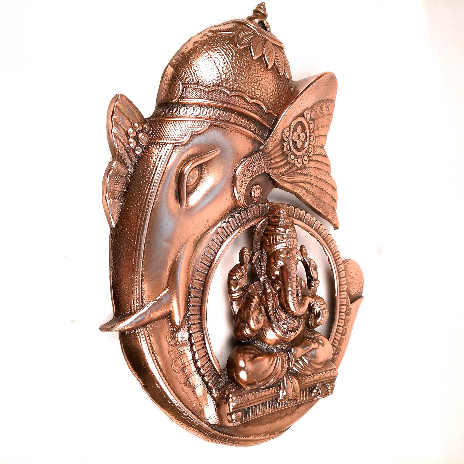 Ganesh Statue Wall Hanging | Ganesha Wall Decor Murti Metal - for Entrance Door | Vastu Ganesha Wall Idol - for Home, Puja & Religious Decor - 17 Inch - Apkamart