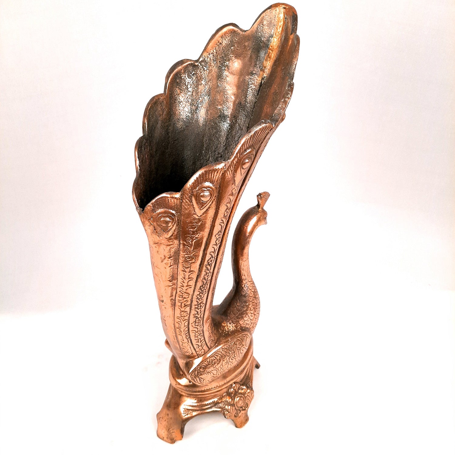 Flower Vase Big | Flower Pot for Corners - Metal With Peacock Design | Floor Vase - For Home, Living Room, Entrance, Office & Hall Decoration | House Warming & Festival Gift - 20 Inch - Apkamart