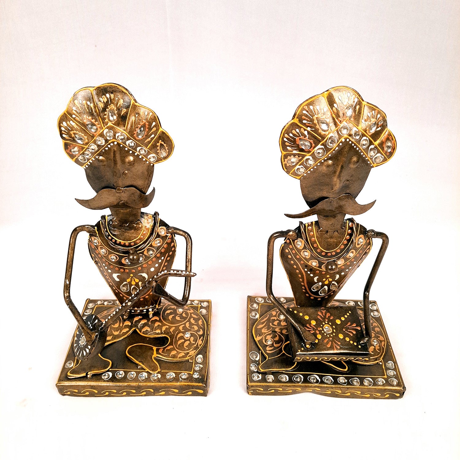 Musician Showpiece Playing Musical Instruments | Decorative Showpieces for Home, Bedroom, Living Room, Office Desk & Table | Gifts For Wedding, Housewarming & Festivals - 9 Inch (Set of 2) - Apkamart #Style_Design 2