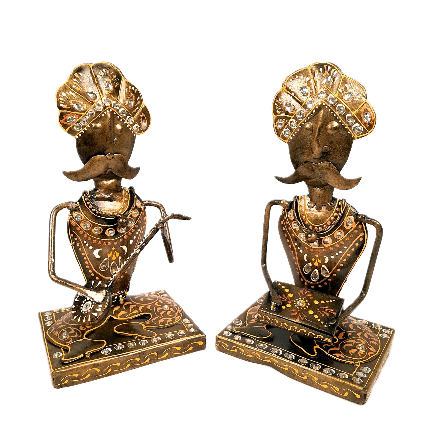 Musician Showpiece Playing Musical Instruments | Decorative Showpieces for Home, Bedroom, Living Room, Office Desk & Table | Gifts For Wedding, Housewarming & Festivals - 9 Inch (Set of 2) - Apkamart #Style_Design 2