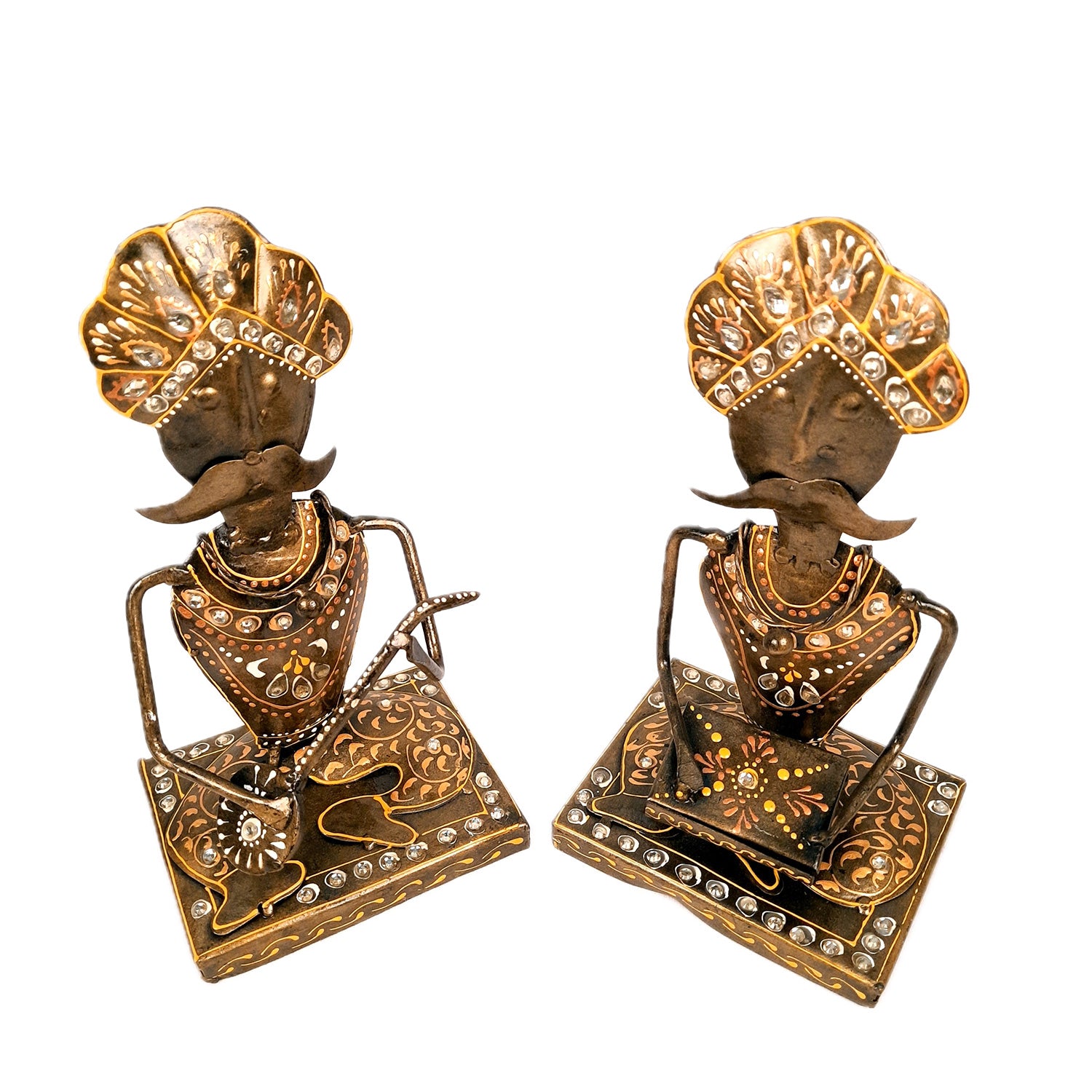 Musician Showpiece Playing Musical Instruments | Decorative Showpieces for Home, Bedroom, Living Room, Office Desk & Table | Gifts For Wedding, Housewarming & Festivals - 9 Inch (Set of 2) - Apkamart #Style_Design 2