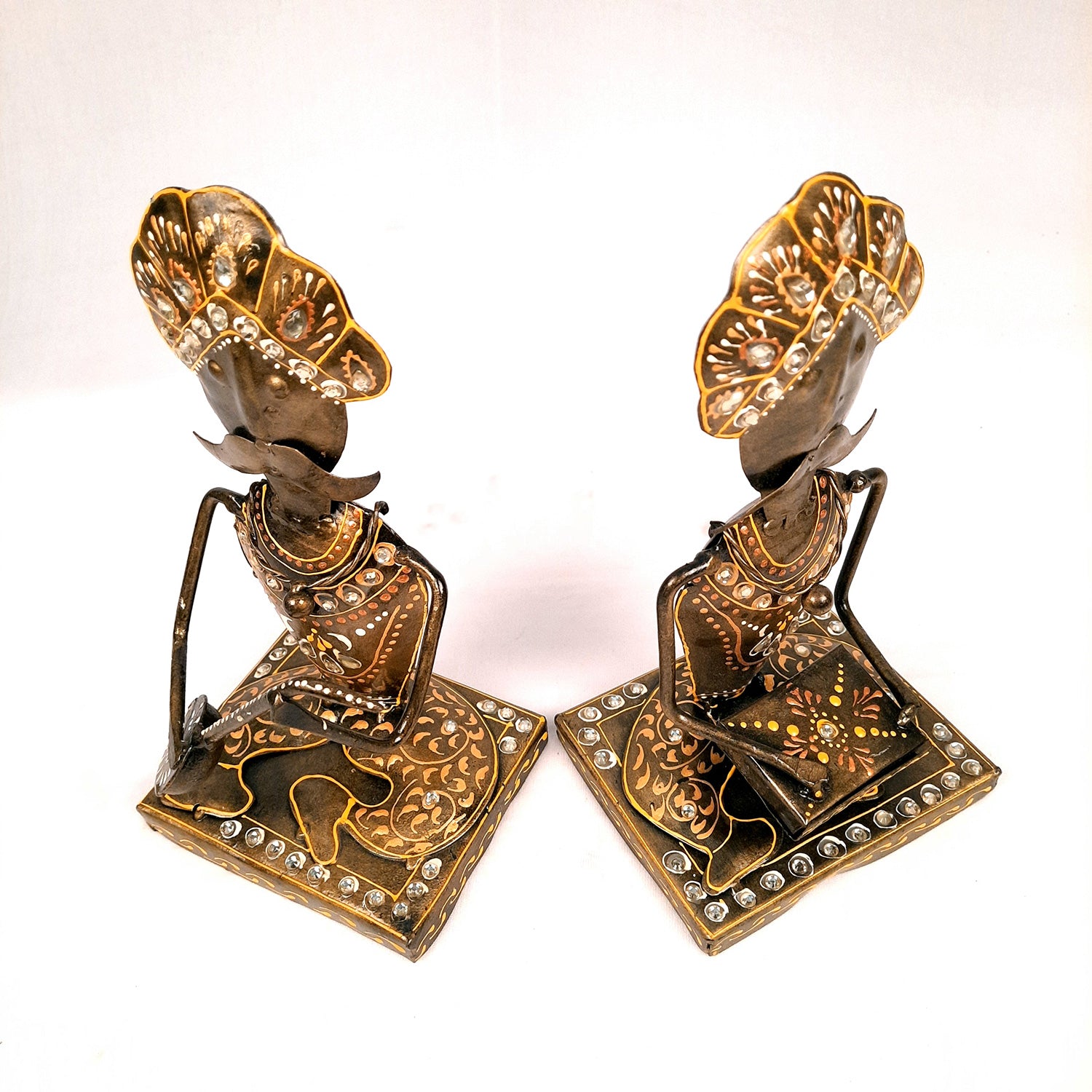 Musician Showpiece Playing Musical Instruments | Decorative Showpieces for Home, Bedroom, Living Room, Office Desk & Table | Gifts For Wedding, Housewarming & Festivals - 9 Inch (Set of 2) - Apkamart #Style_Design 2