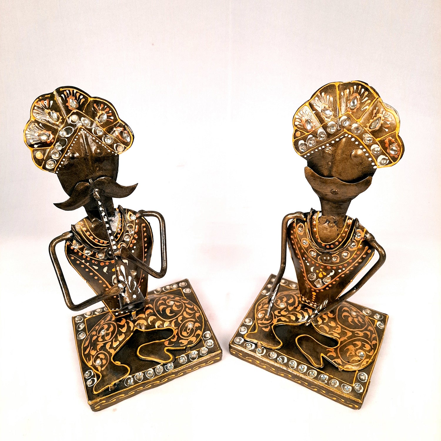 Musician Showpiece Playing Musical Instruments | Decorative Showpieces for Home, Bedroom, Living Room, Office Desk & Table | Gifts For Wedding, Housewarming & Festivals - 9 Inch (Set of 2) - Apkamart #Style_Design 1