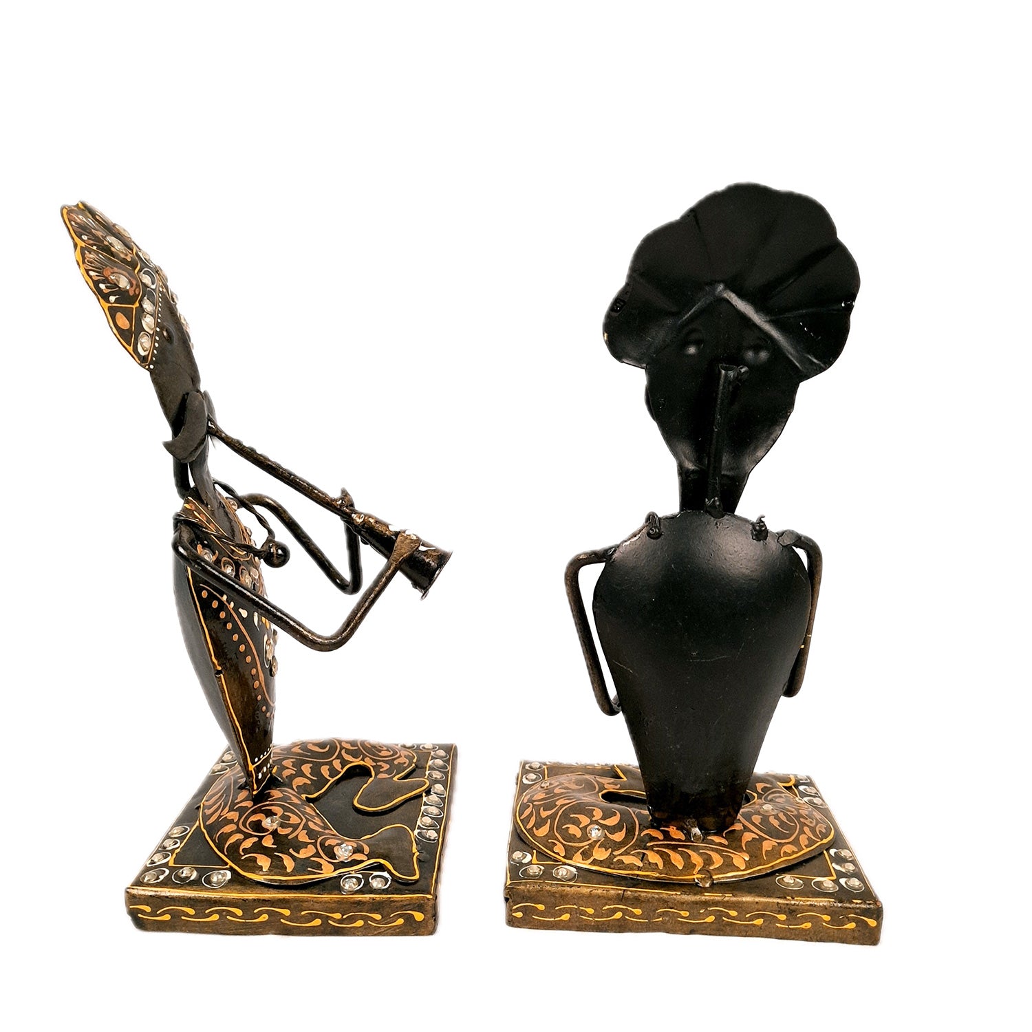 Musician Showpiece Playing Musical Instruments | Decorative Showpieces for Home, Bedroom, Living Room, Office Desk & Table | Gifts For Wedding, Housewarming & Festivals - 9 Inch (Set of 2) - Apkamart #Style_Design 1
