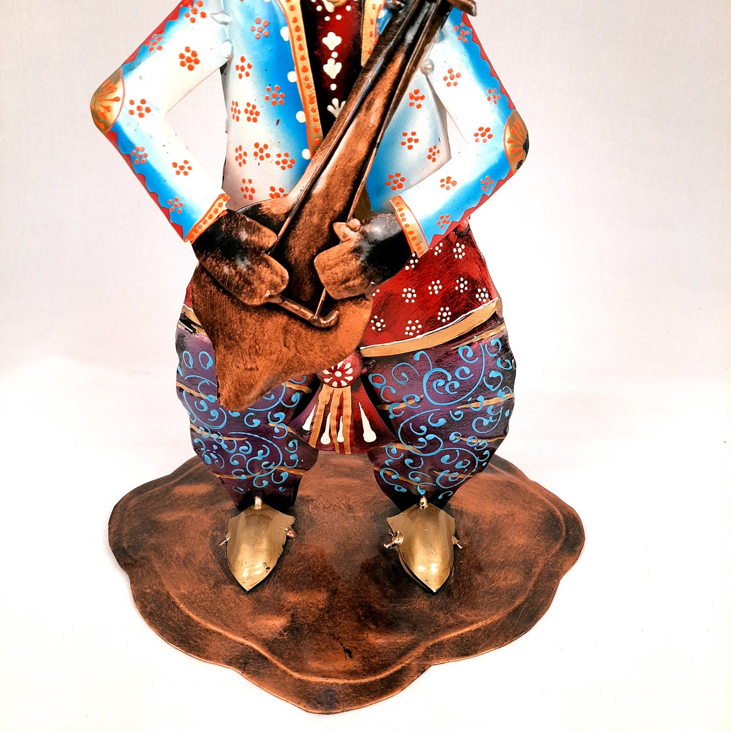 Showpiece Figurine - Musician Playing Dholak & Veena Design | Decorative Showpieces for Home, Bedroom, Living Room, Office Desk & Table | Gifts For Wedding, Housewarming & Festivals - 14 Inch (Set of 2) - Apkamart