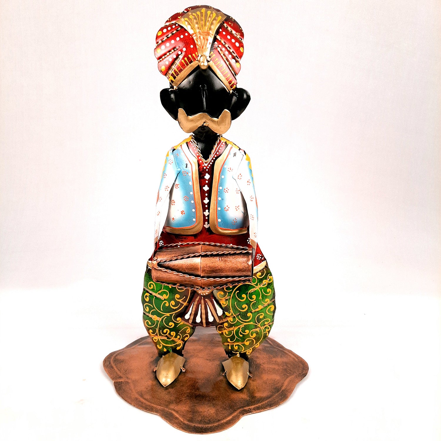 Showpiece Figurine - Musician Playing Dholak & Veena Design | Decorative Showpieces for Home, Bedroom, Living Room, Office Desk & Table | Gifts For Wedding, Housewarming & Festivals - 14 Inch (Set of 2) - Apkamart